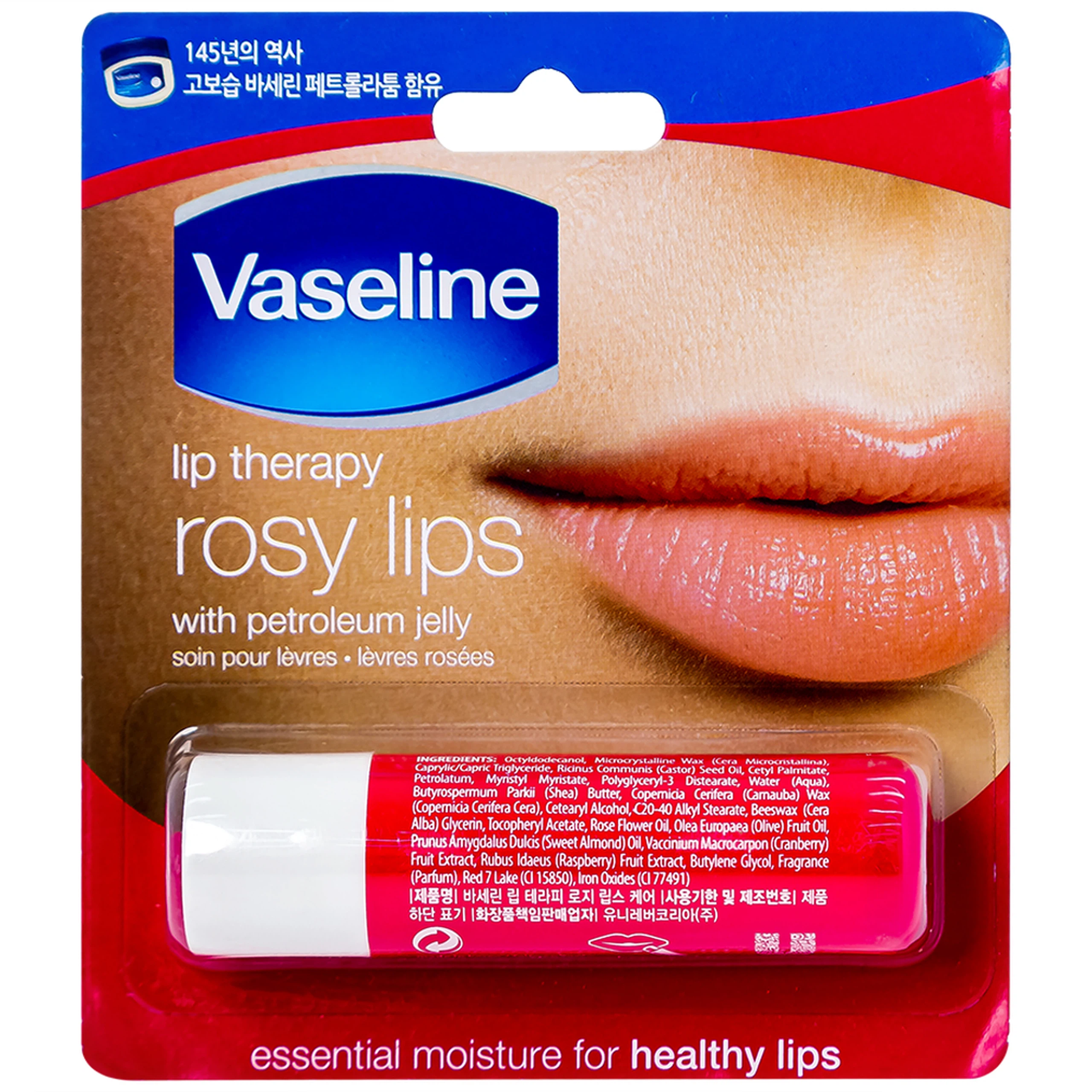 Sáp dưỡng môi hồng xinh Vaseline Rosy Lips cung cấp và duy trì độ ẩm cho môi (4,8g)
