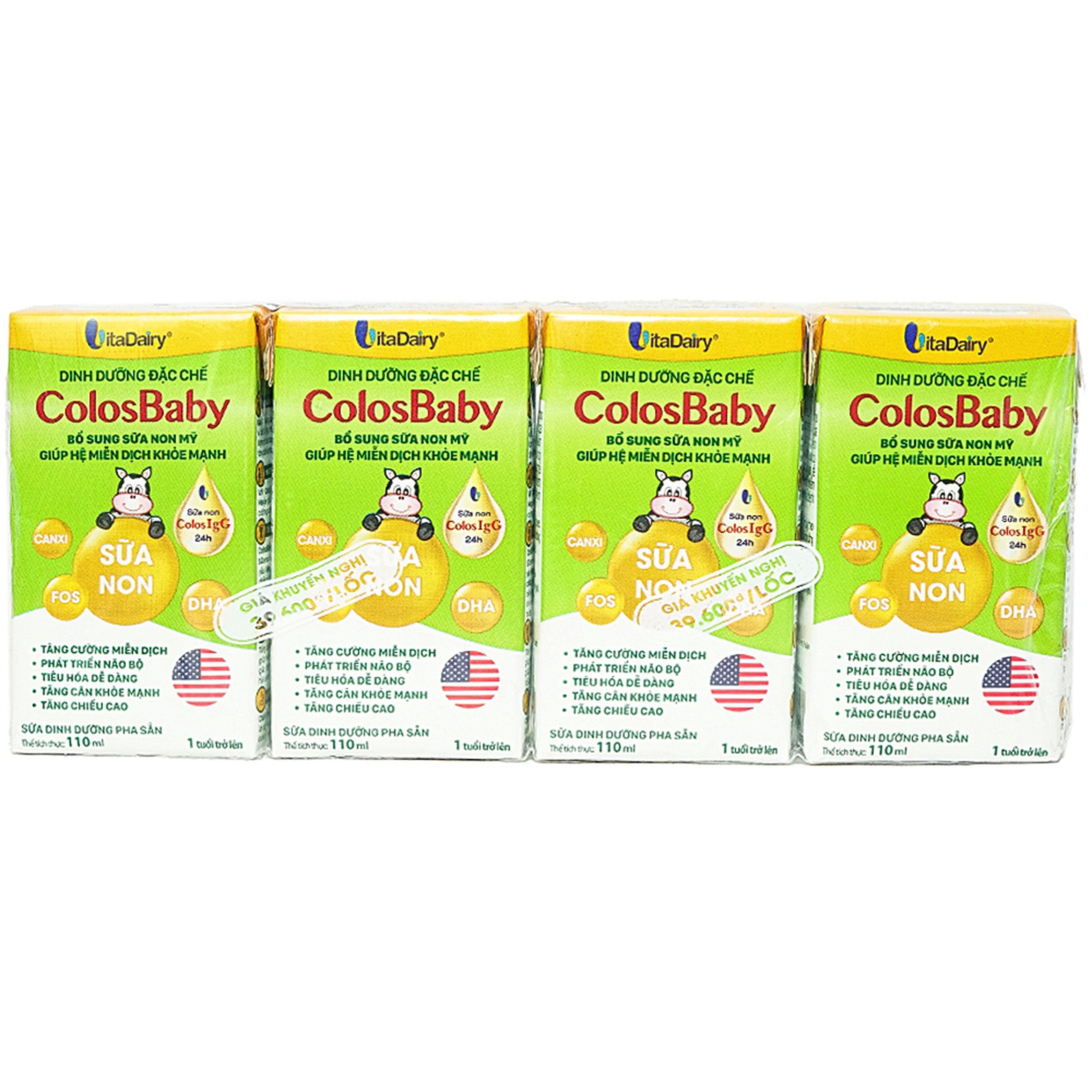 Sữa ColosBaby Vitadairy bổ sung sữa non Mỹ giúp hệ miễn dịch khỏe mạnh (Lốc 4 hộp)