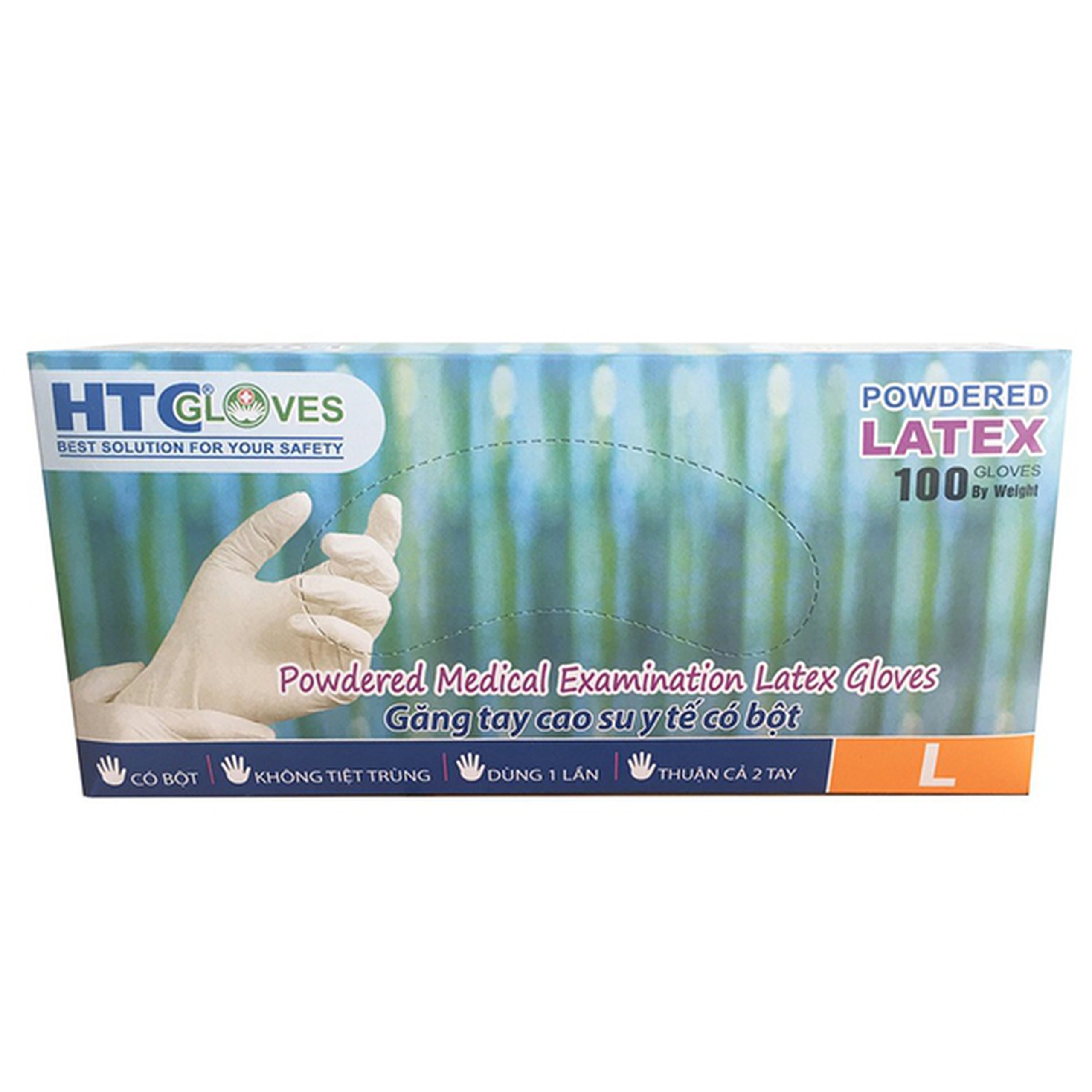 Găng tay cao su y tế có bột HTC Gloves Latex Size L (100 chiếc)