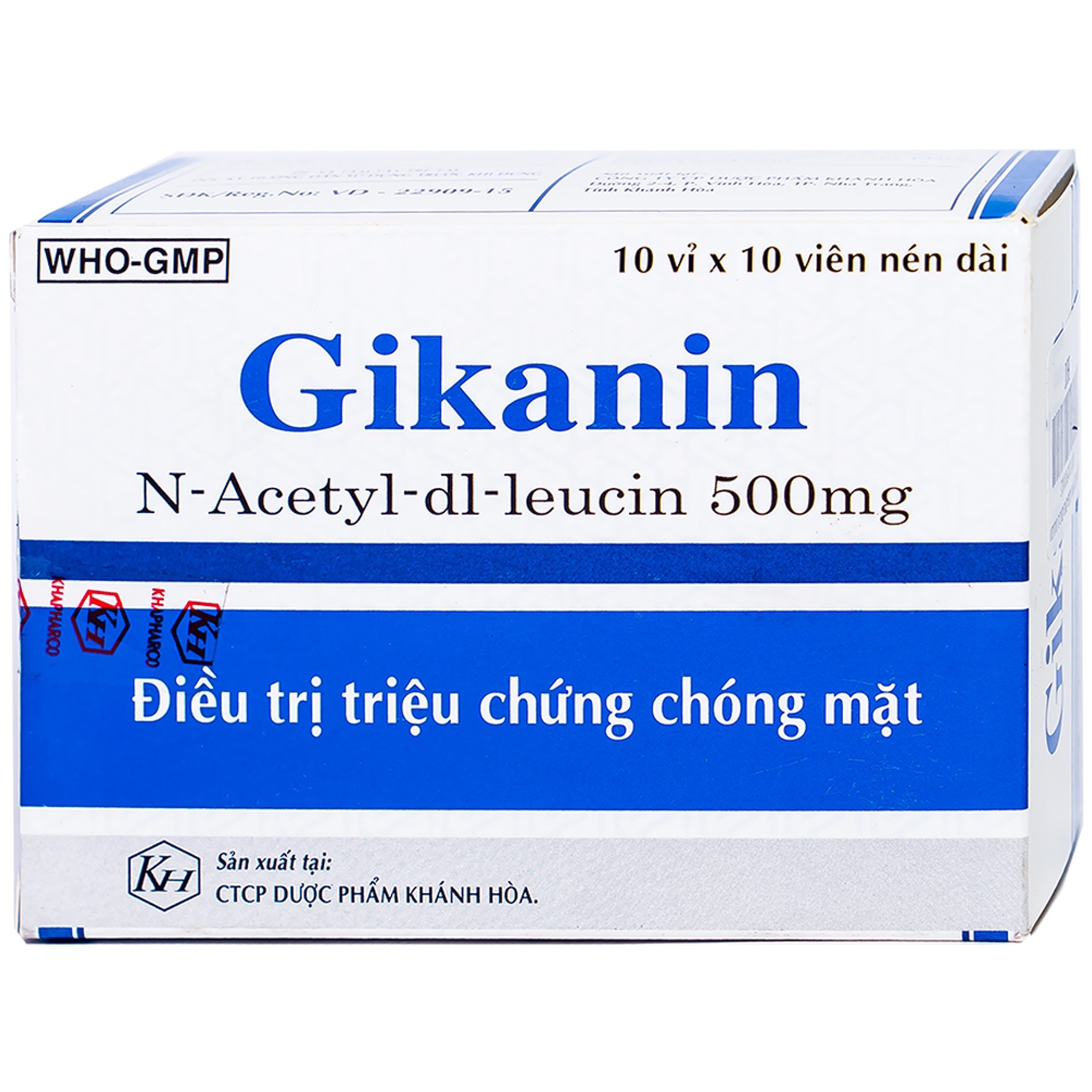 Thuốc Gikanin 500mg Khapharco điều trị chứng chóng mặt (10 vỉ x 10 viên)