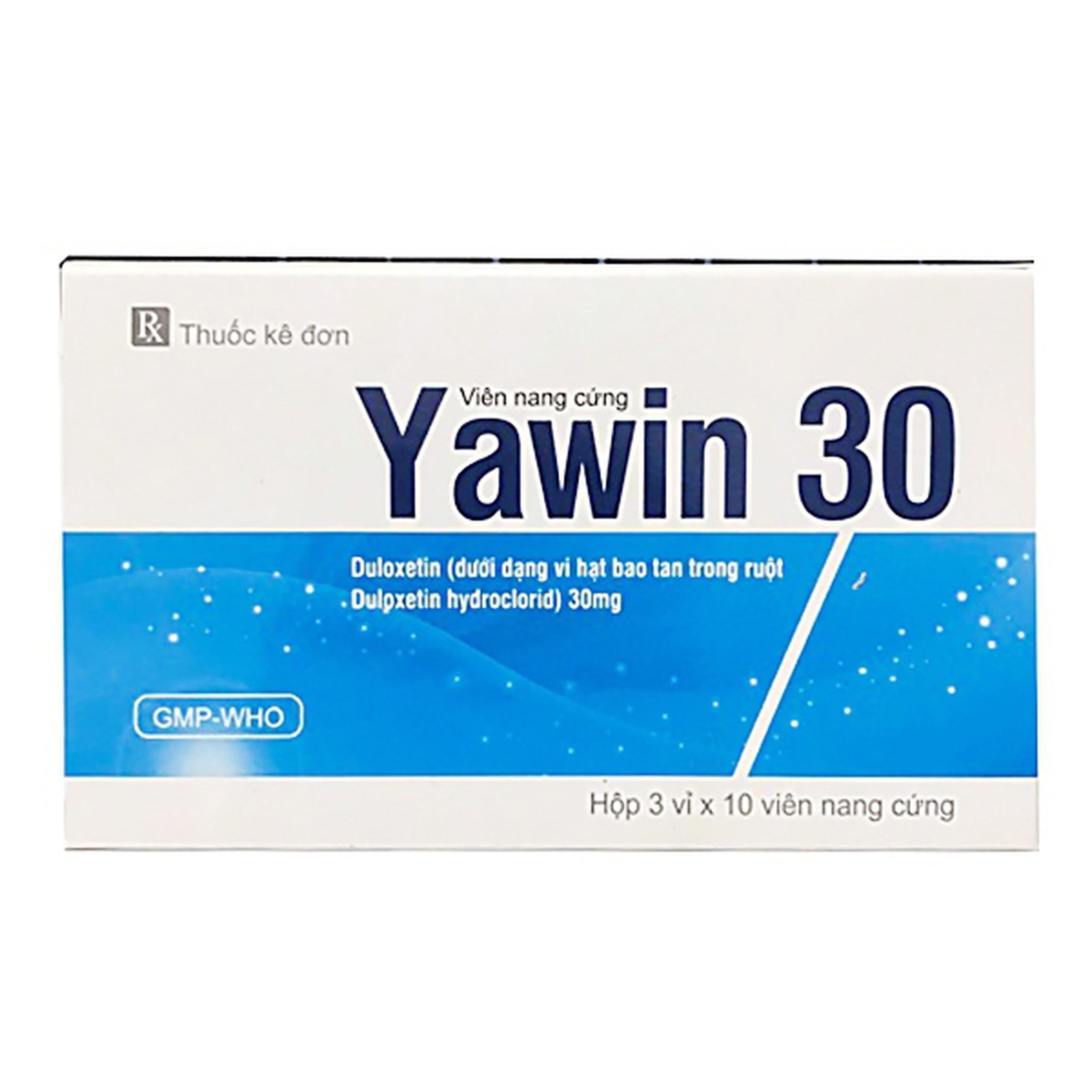 Viên nang cứng Yawin 30 Gia Nguyễn điều trị trầm cảm nặng, đau thần kinh ngoại vi do tiểu đường (3 vỉ x 10 viên)