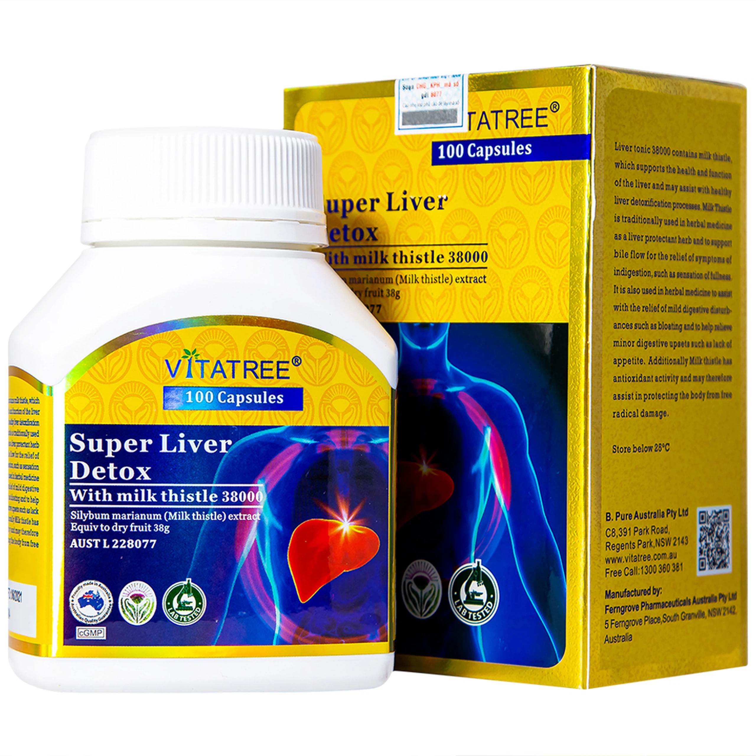 Viên uống Super Liver Detox Vitatree hỗ trợ góp phần giải độc gan (100 viên)