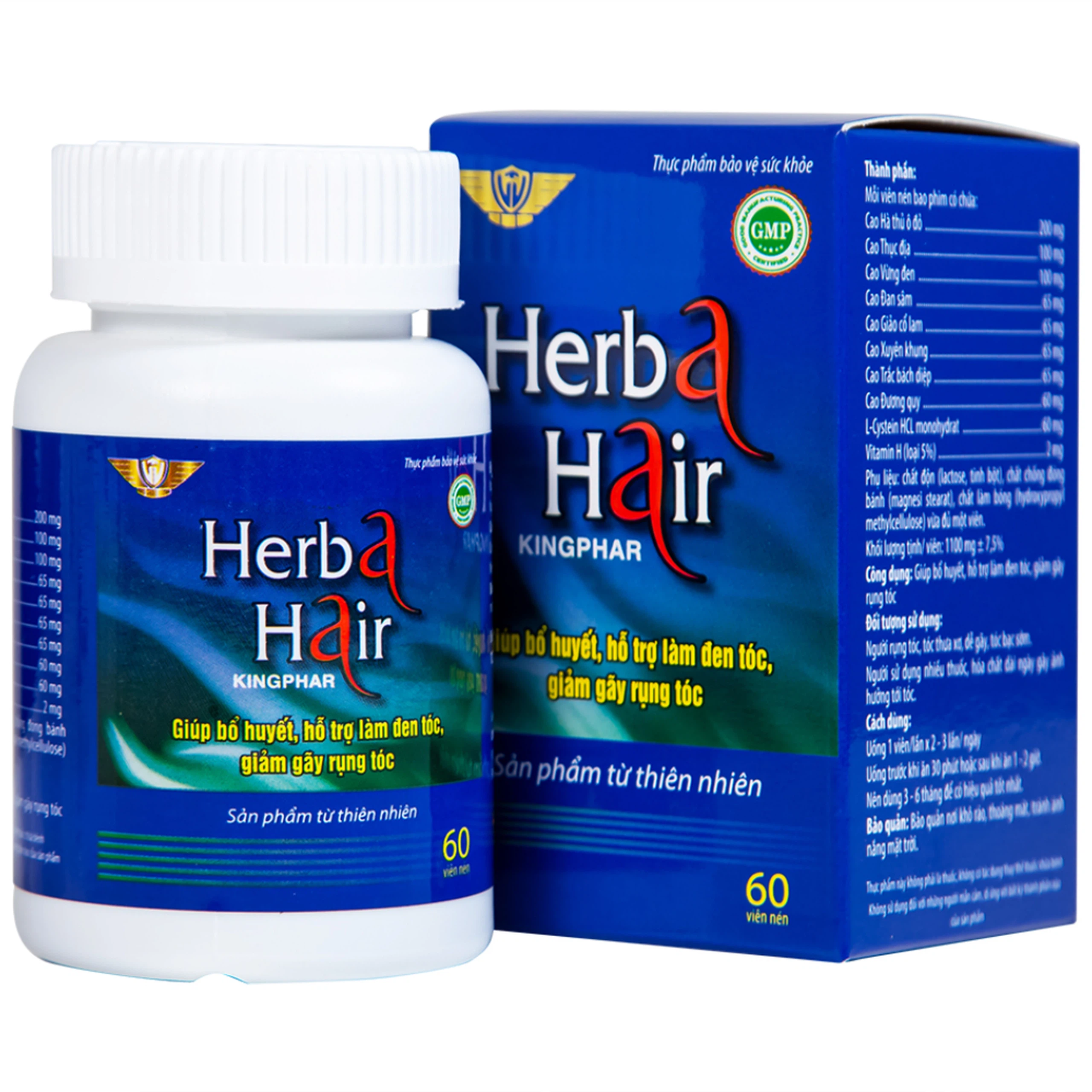 Viên uống Herba Hair Kingphar bổ huyết, hỗ trợ làm đen tóc (60 viên)