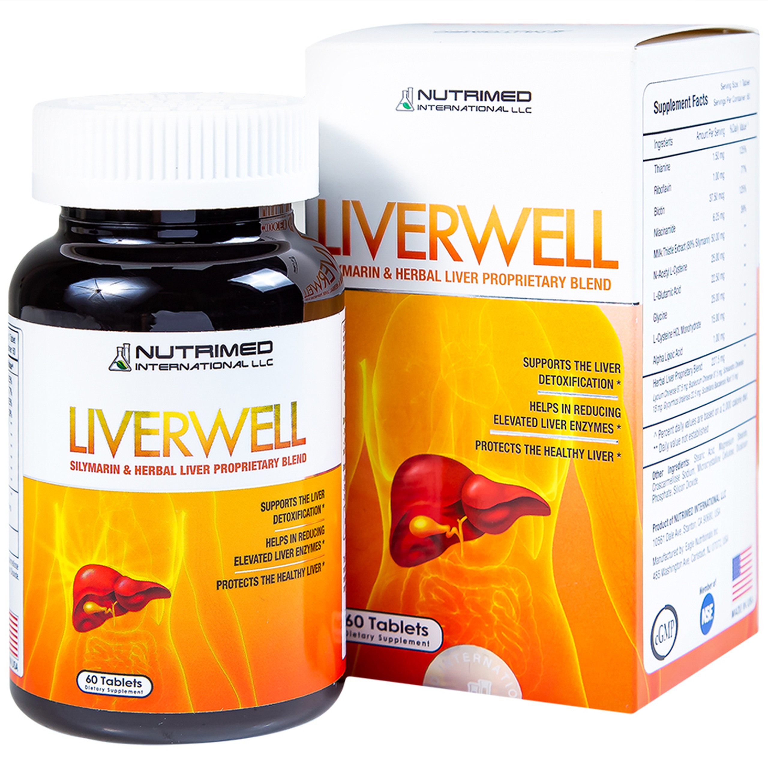 Viên uống Liverwell Nutrimed hỗ trợ giải độc gan giúp hỗ trợ giải độc gan, bảo vệ tế bào gan (60 viên)