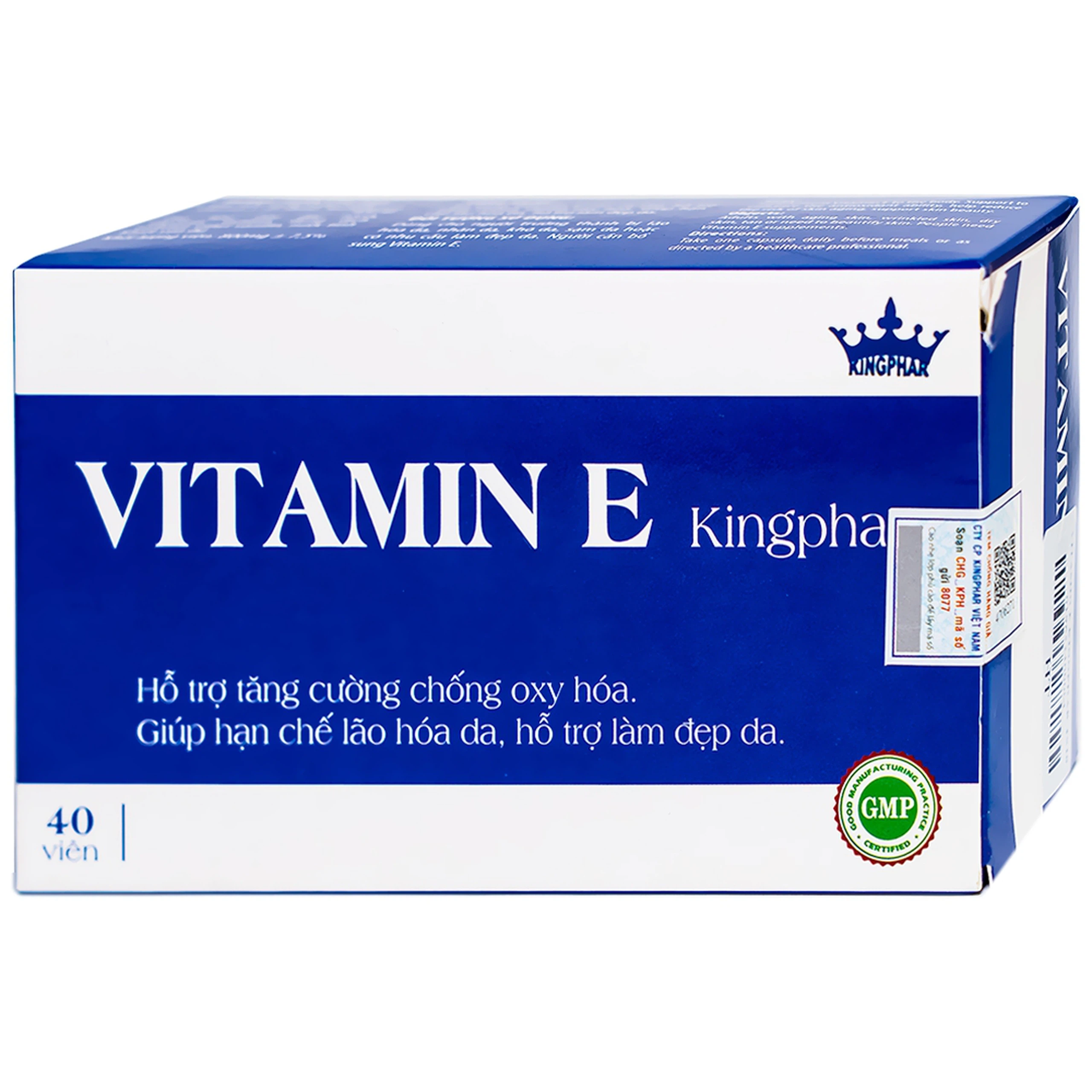 Viên uống Vitamin E Kingphar hỗ trợ tăng cường chống oxy hóa, hạn chế lão hóa da (4 vỉ x 10 viên) 