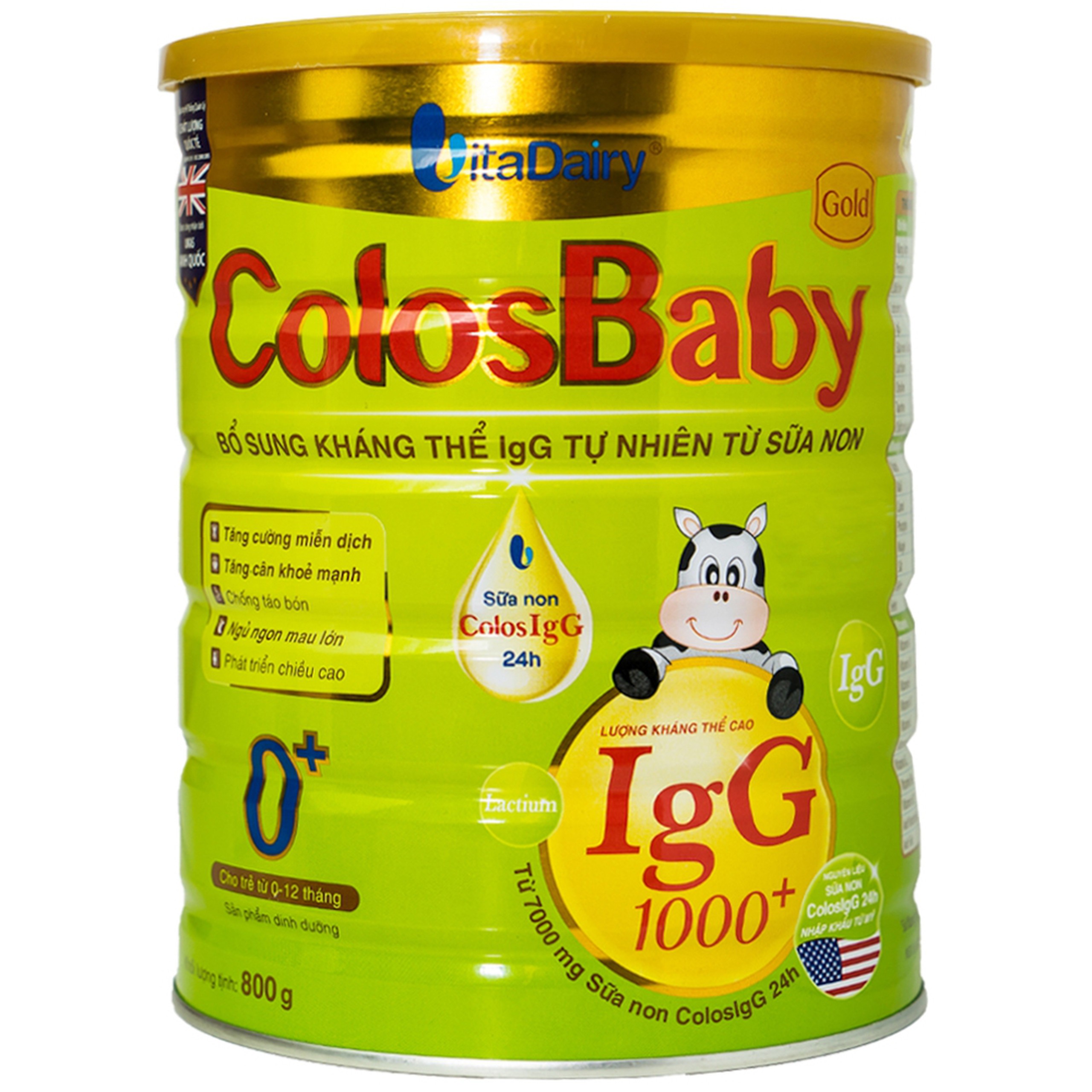 Sữa non ColosBaby Gold VitaDairy bổ sung kháng thể IgG tự nhiên cho trẻ từ 0 - 12 tháng (800g)