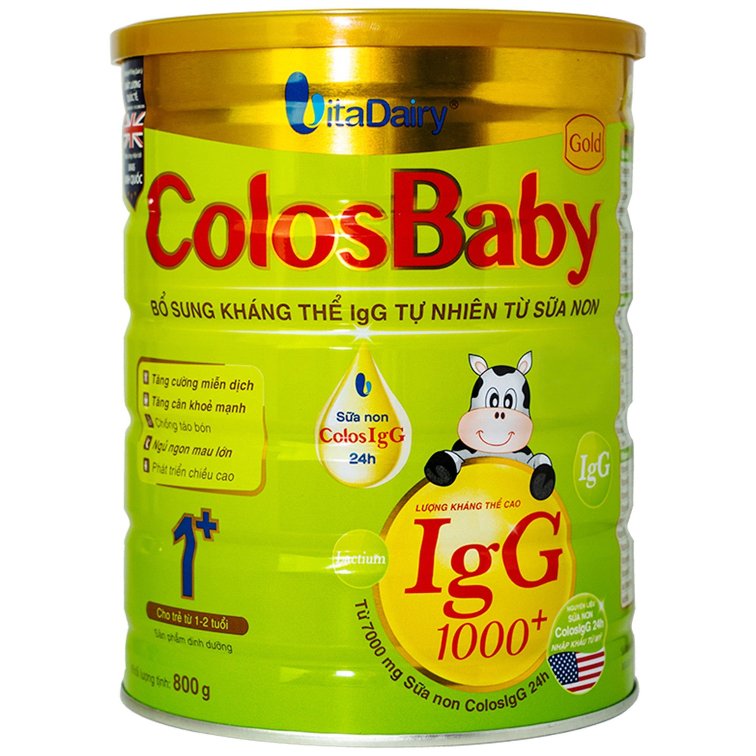 Sữa non ColosBaby Gold VitaDairy bổ sung kháng thể IgG tự nhiên cho trẻ từ 1 - 2 tuổi (800g)