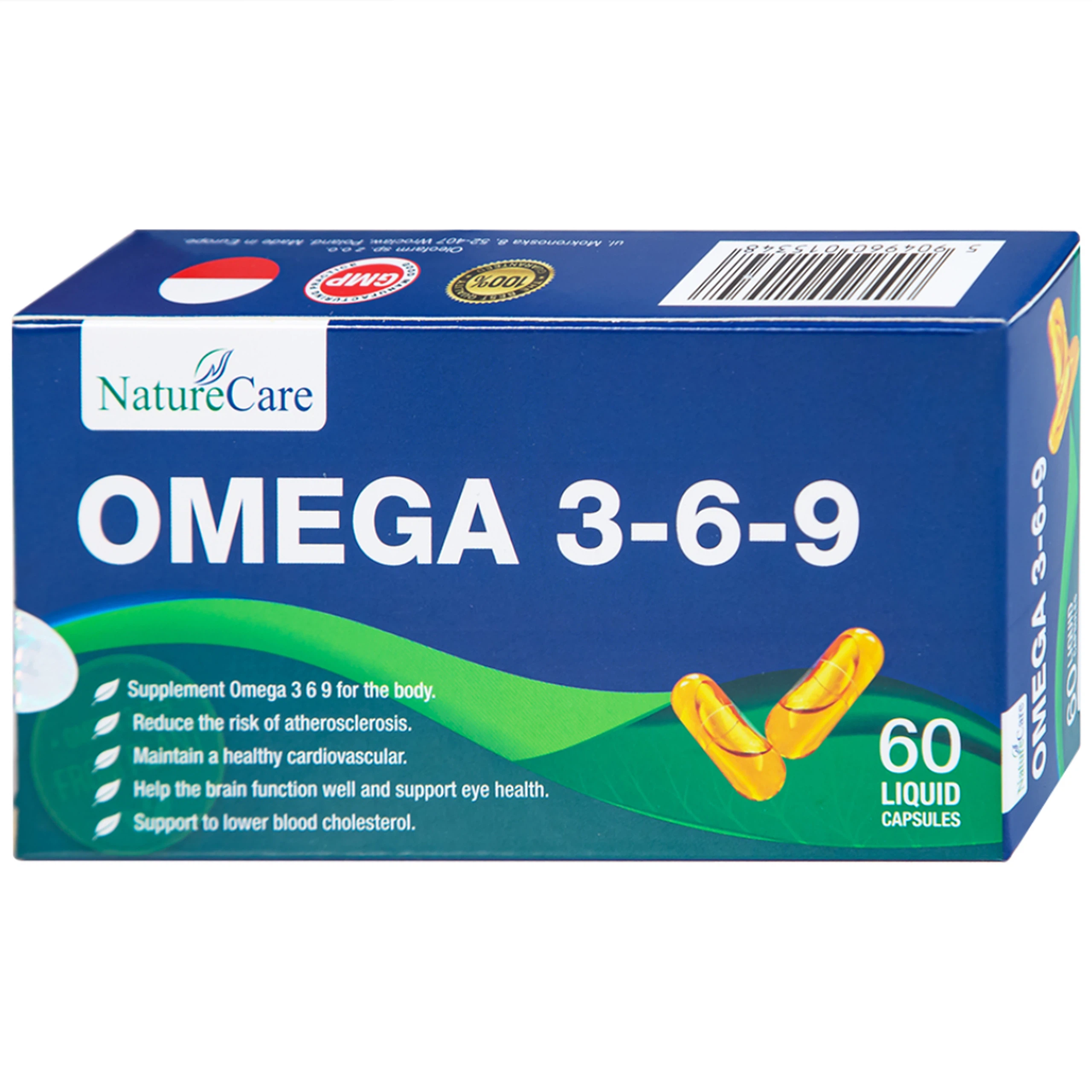 Viên uống Omega 3-6-9 NatureCare giảm nguy cơ xơ vữa động mạch, bảo vệ sức khỏe tim mạch (3 vỉ x 20 viên)