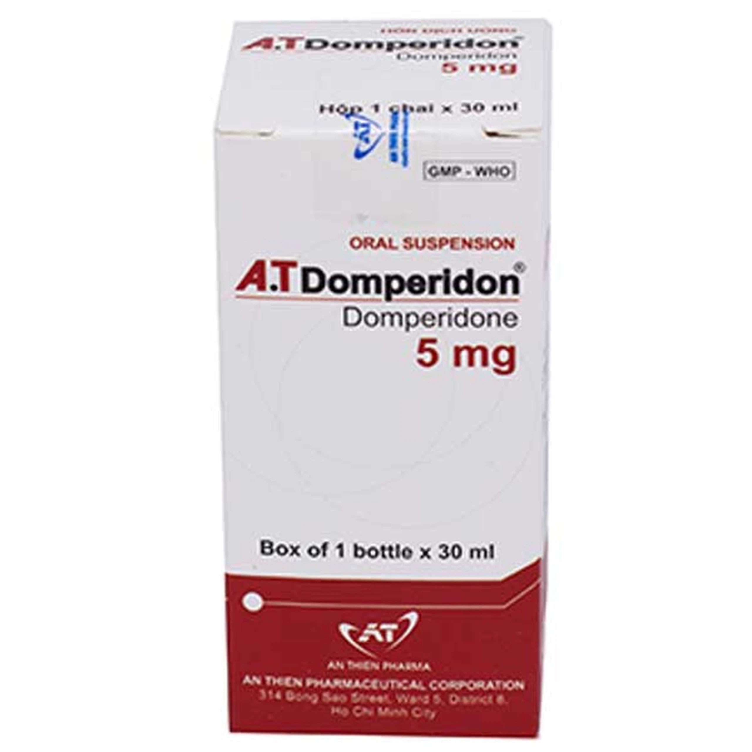 Dung dịch uống A.T Domperidon 5mg An Thiên điều trị triệu chứng nôn và buồn nôn (30ml)
