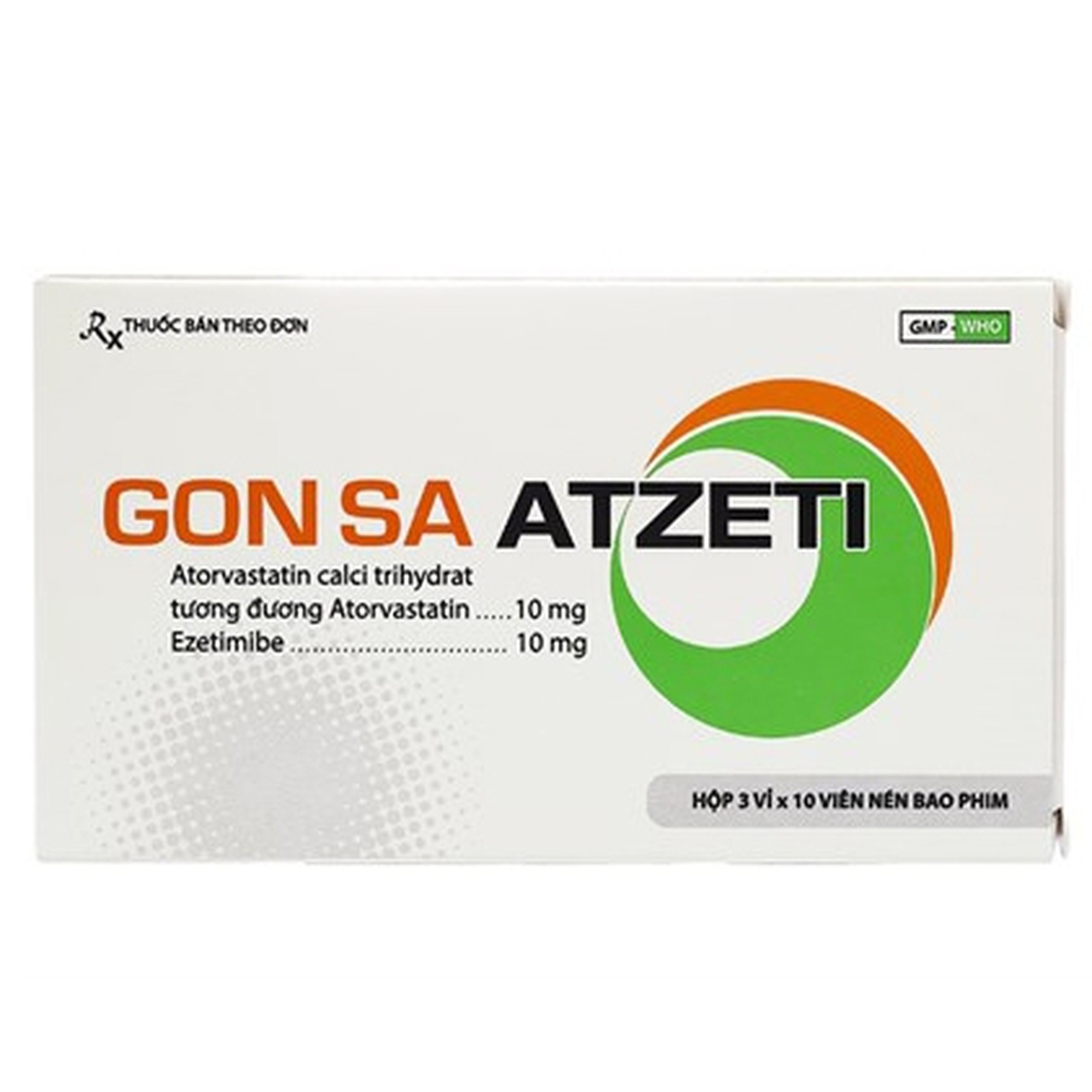 Thuốc Gonsa Atzeti 10mg Đạt Vi Phú điều trị tăng lipid máu nguyên phát (3 vỉ x 10 viên)