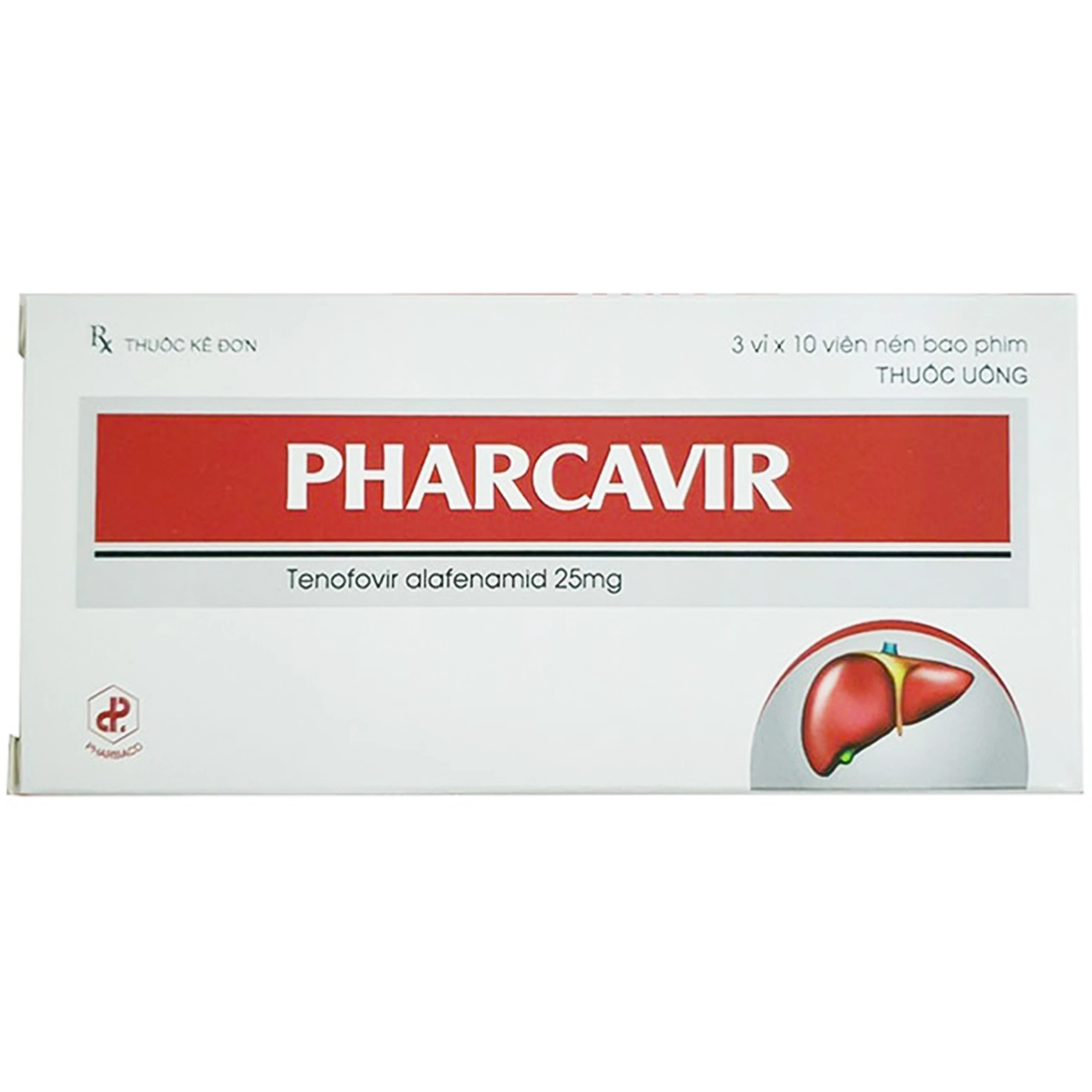 Thuốc Pharcavir 25mg Pharbaco điều trị viêm gan B mạn tính (3 vỉ x 10 viên)