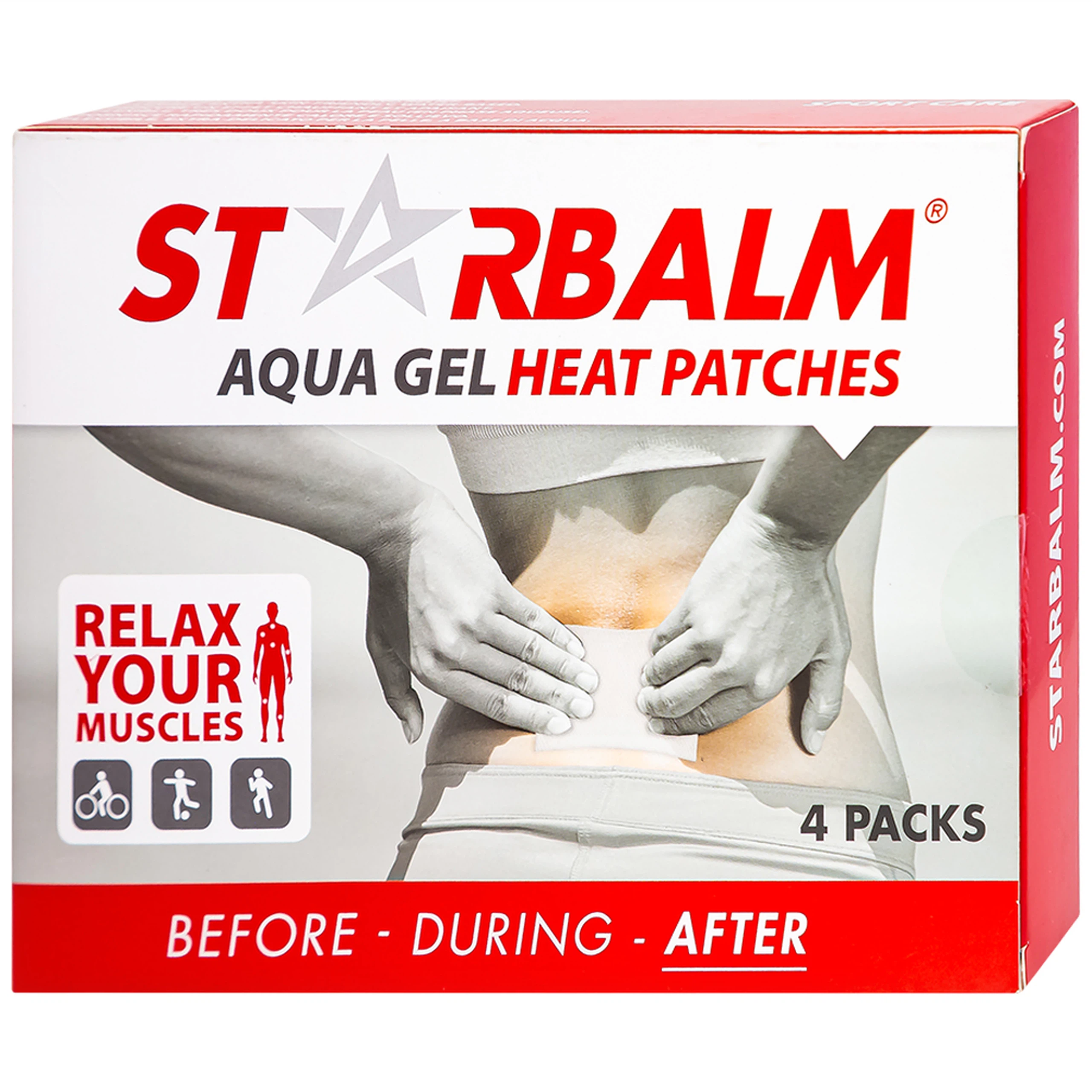 Miếng dán nhiệt Starbalm Aqua Gel Warm Plaster Heat Patches hỗ trợ giảm đau nhanh, kháng viêm (4 gói)