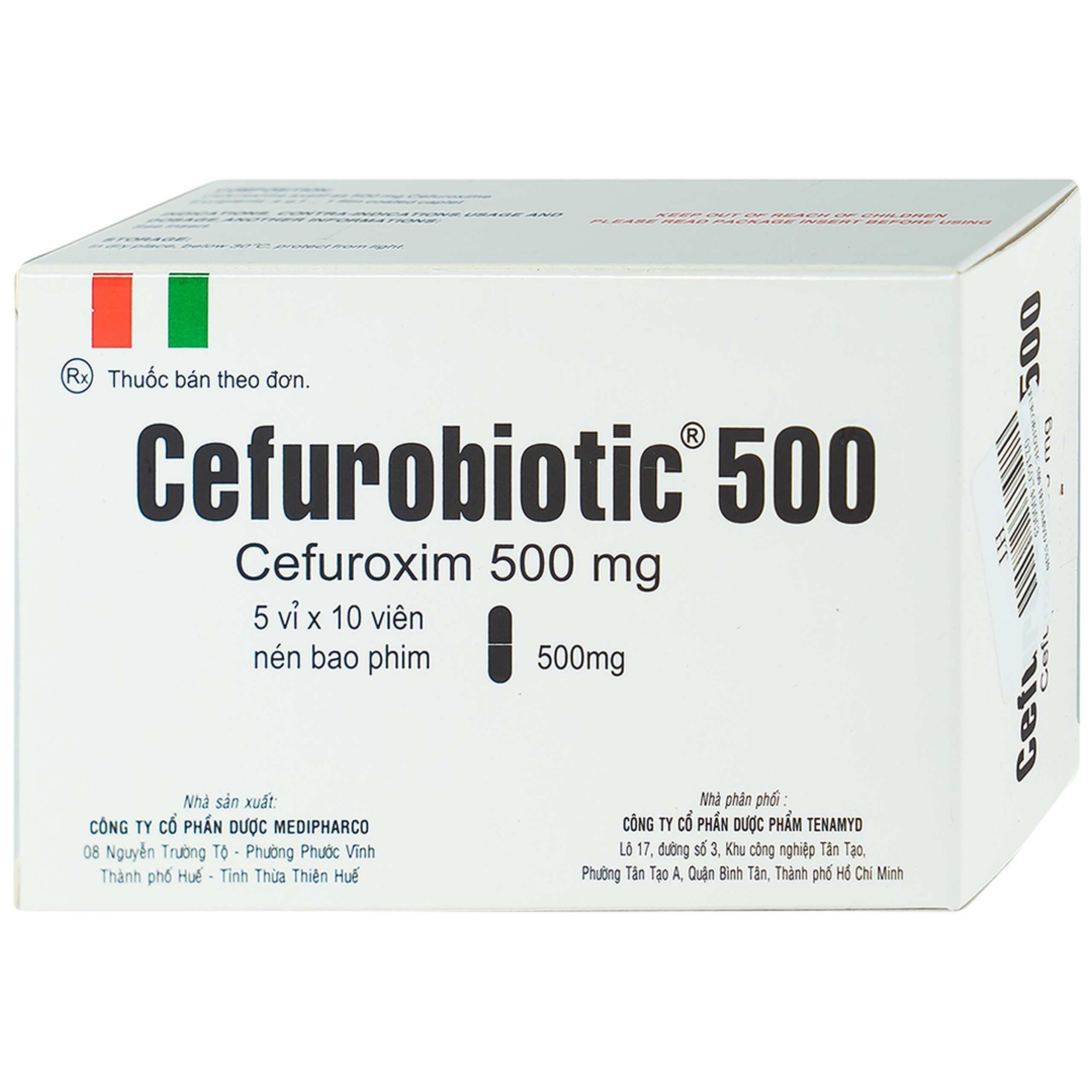 Thuốc Cefurobiotic 500mg Tenamyd điều trị nhiễm khuẩn (5 vỉ x 10 viên)