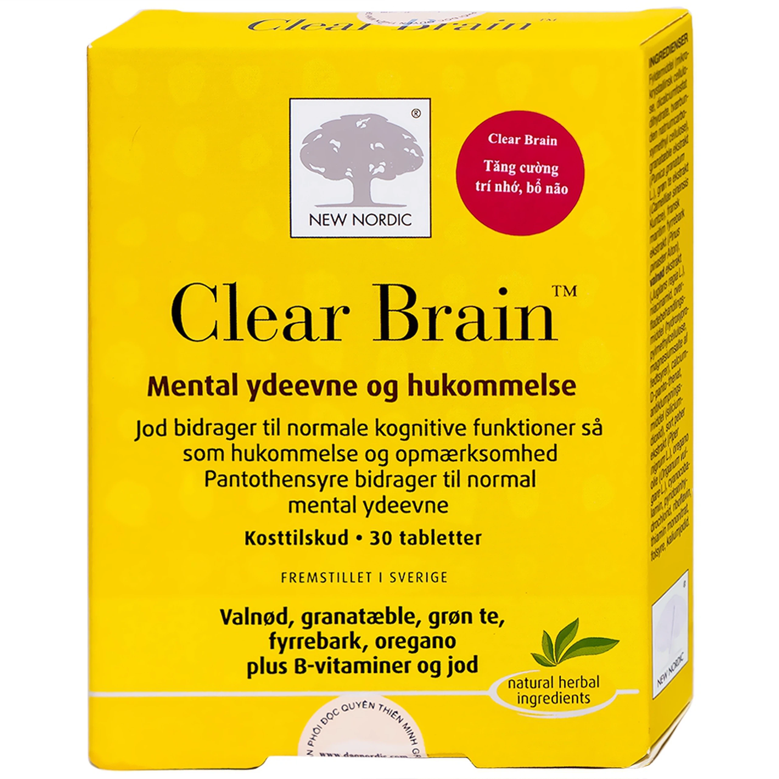 Viên uống Clear Brain New Nordic tăng cường trí não, bổ não (1 vỉ x 30 viên)