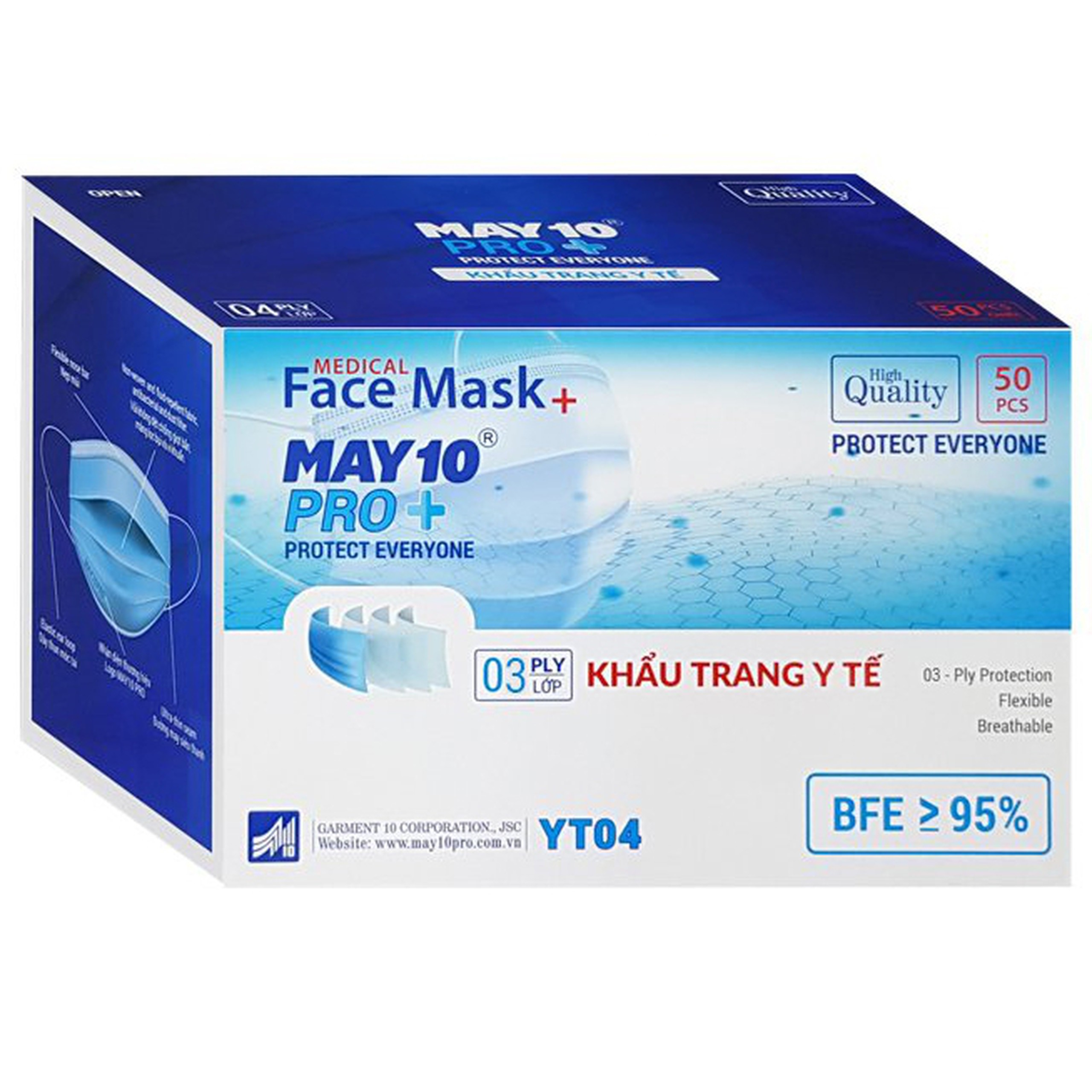 Khẩu trang y tế May 10 Pro+ 3 lớp dùng để ngăn bụi khói