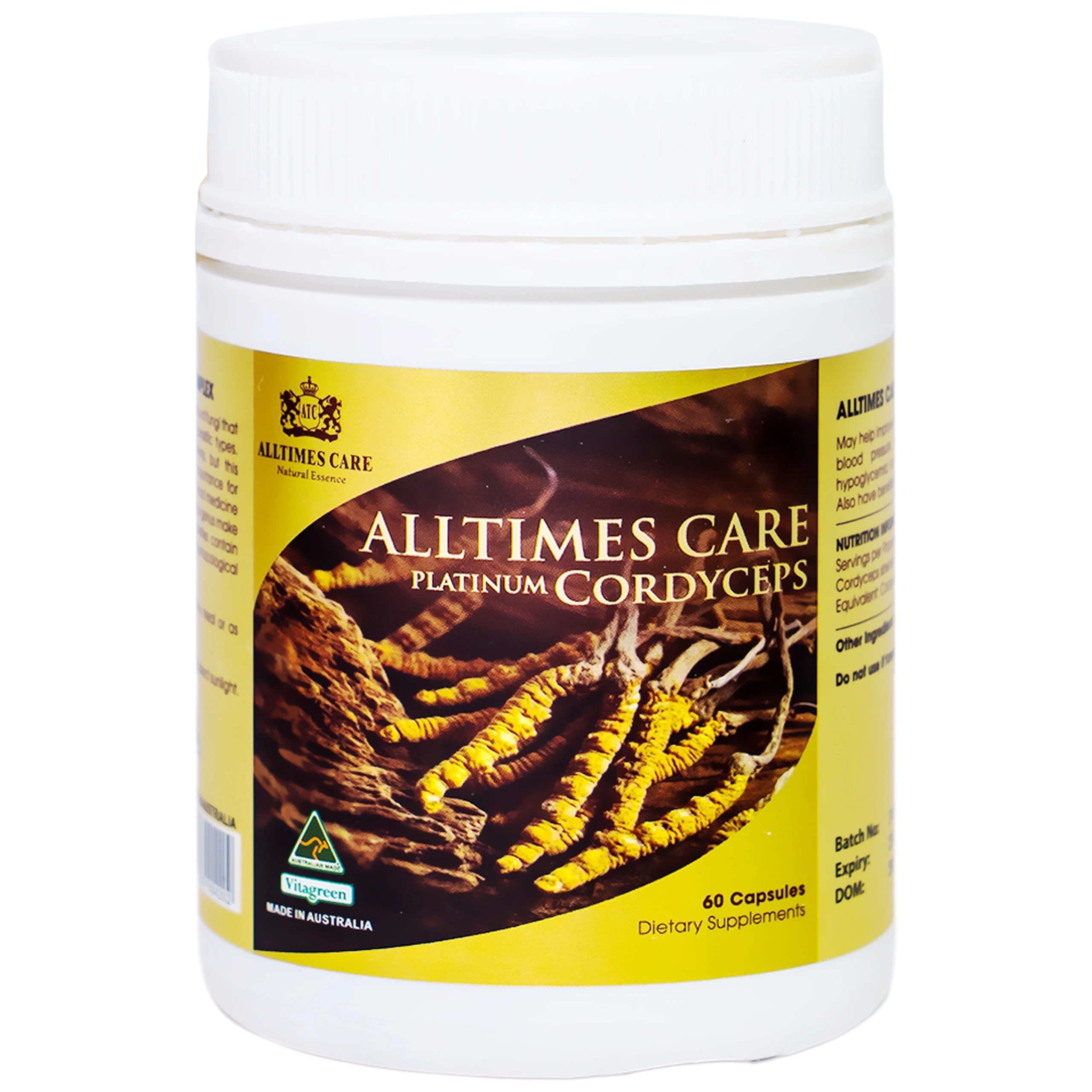 Viên uống Alltimes Care Platinum Cordyceps tăng cường sức khoẻ, nâng cao sức đề kháng (60 viên)