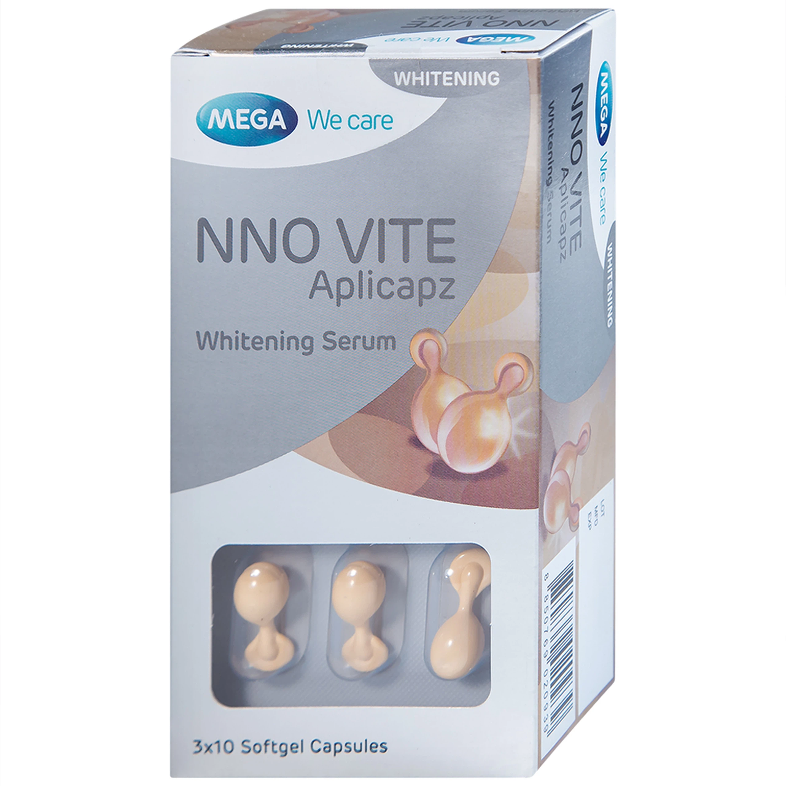 Viên nang mềm NNO Vite Whitening Serum hỗn hợp làm trắng da, giảm kích ứng da và cải thiện tình trạng da (3 vỉ x 10 viên)