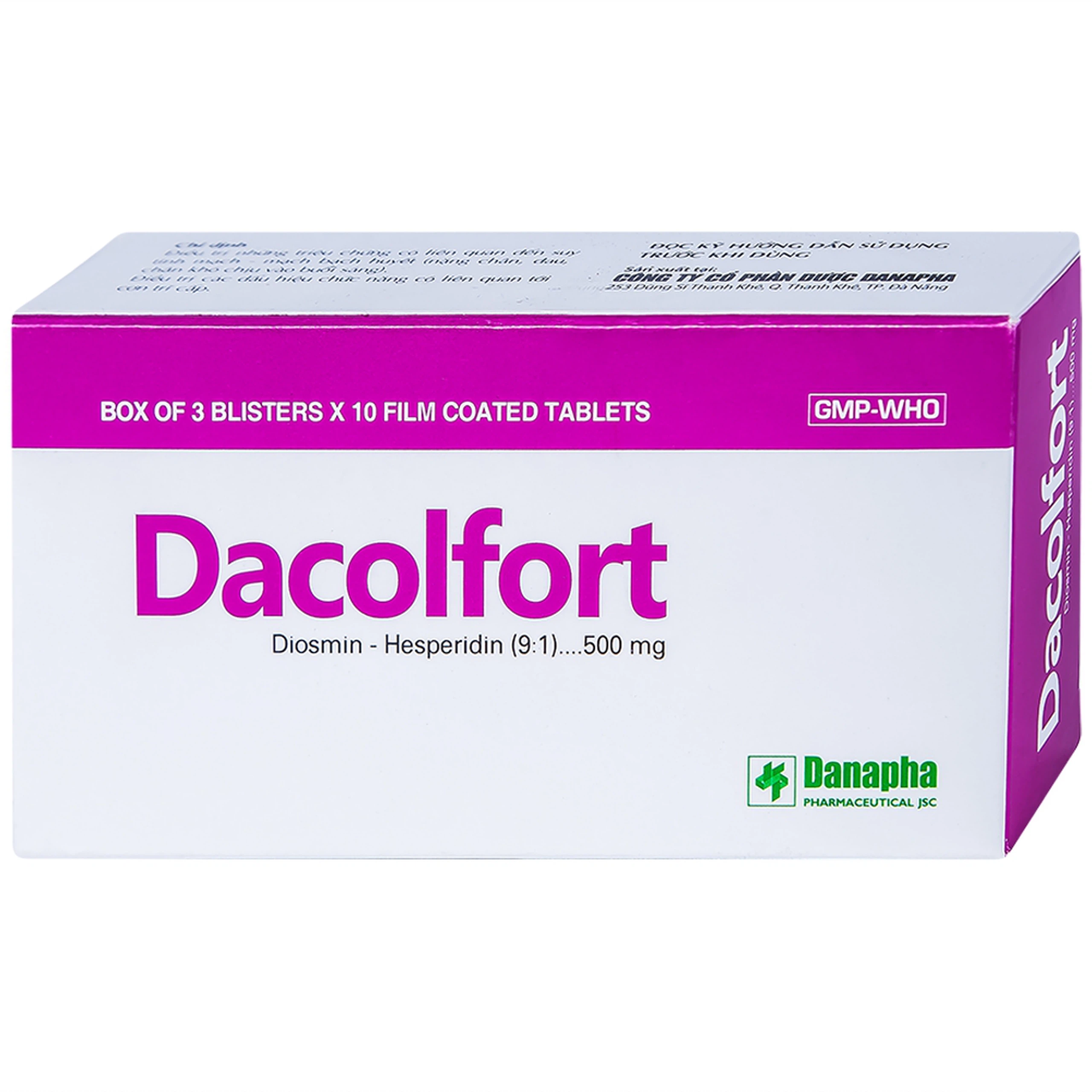 Thuốc Dacolfort Danapha điều trị triệu chứng liên quan đến suy tĩnh mạch, mạch bạch huyết (3 vỉ x 10 viên)