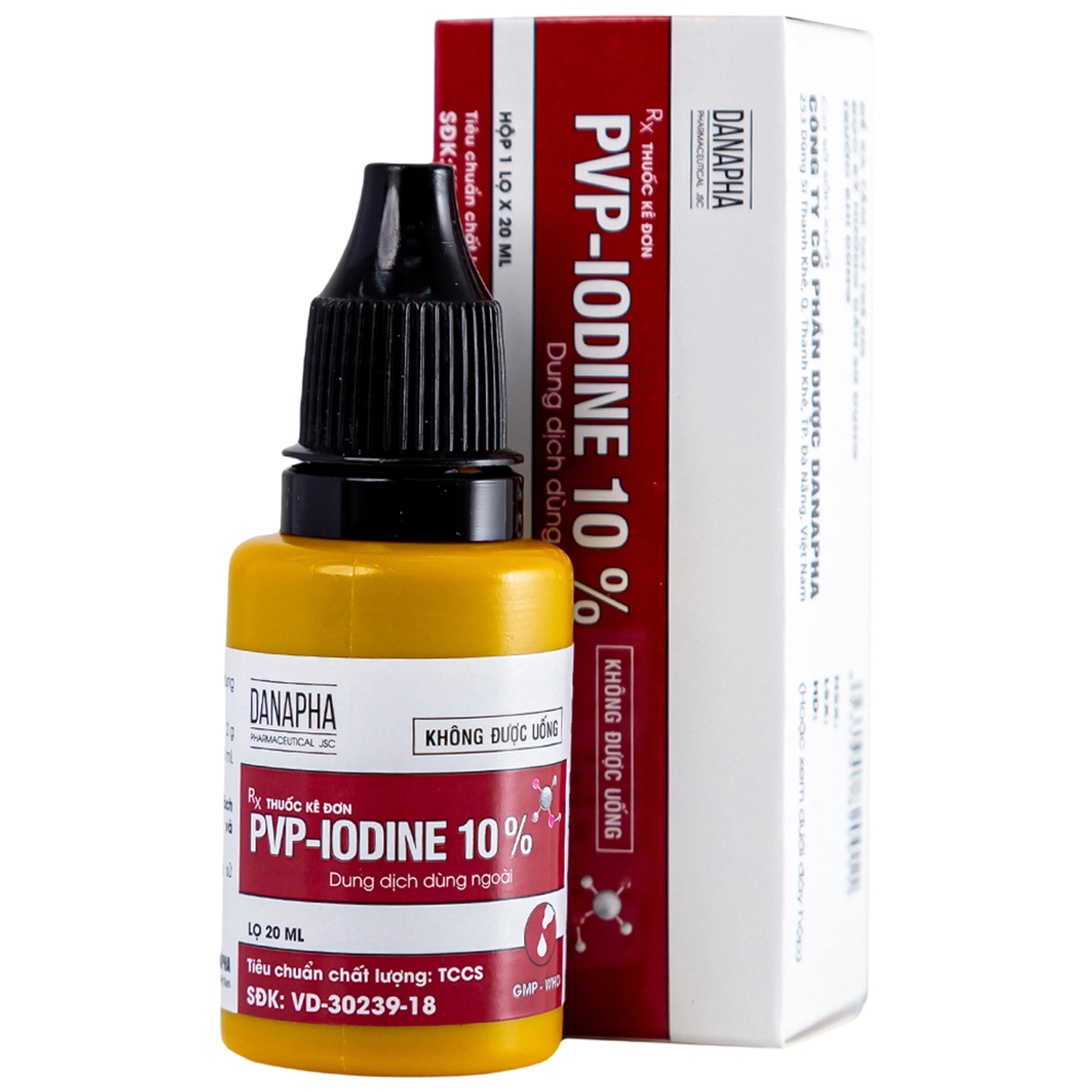 Dung dịch PVP - IODINE 10% Danapha sát trùng vết thương hoặc vết bỏng bề mặt (20ml)