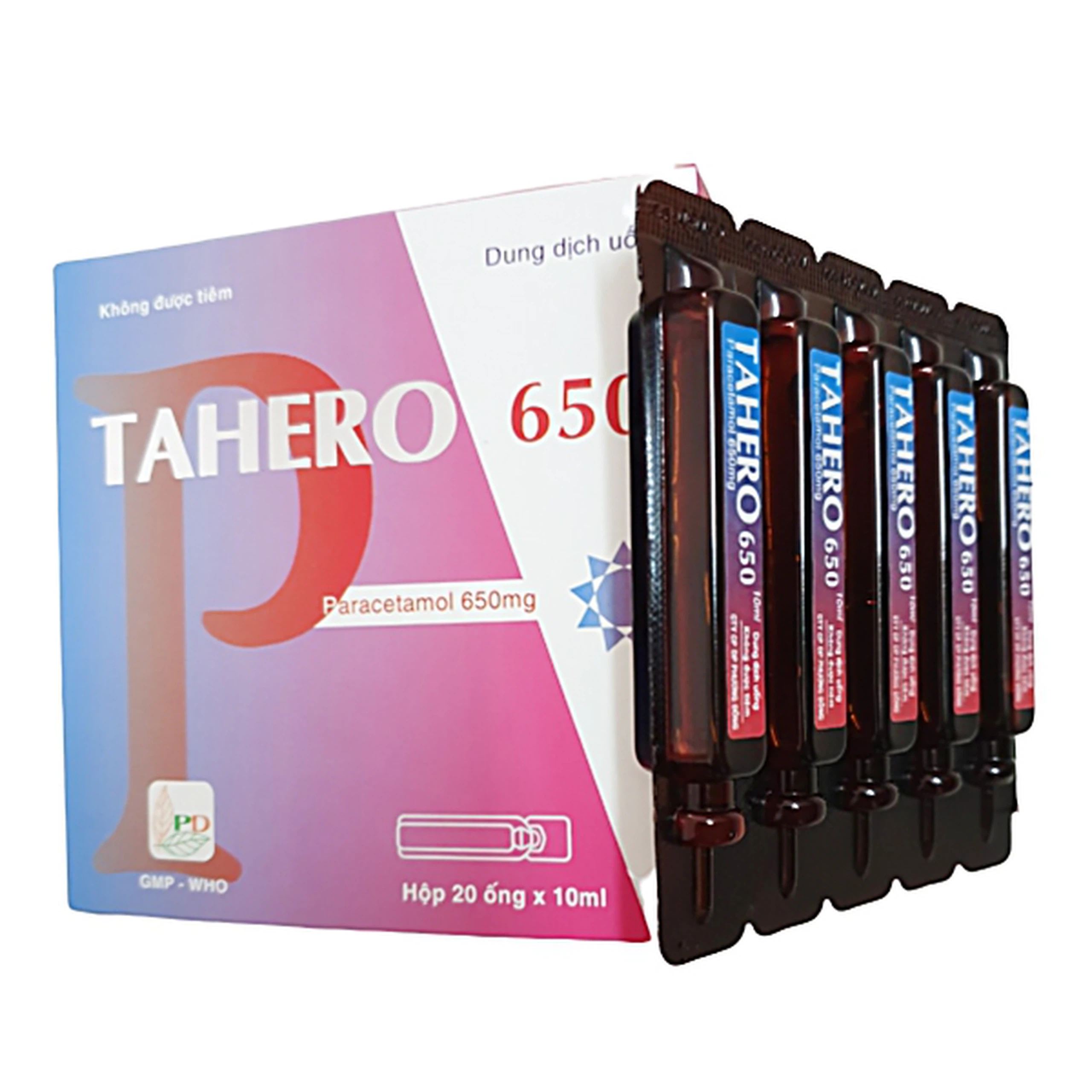 Dung dịch uống Tahero 650 Phương Đông hạ sốt, giảm đau (20 ống x 10ml)