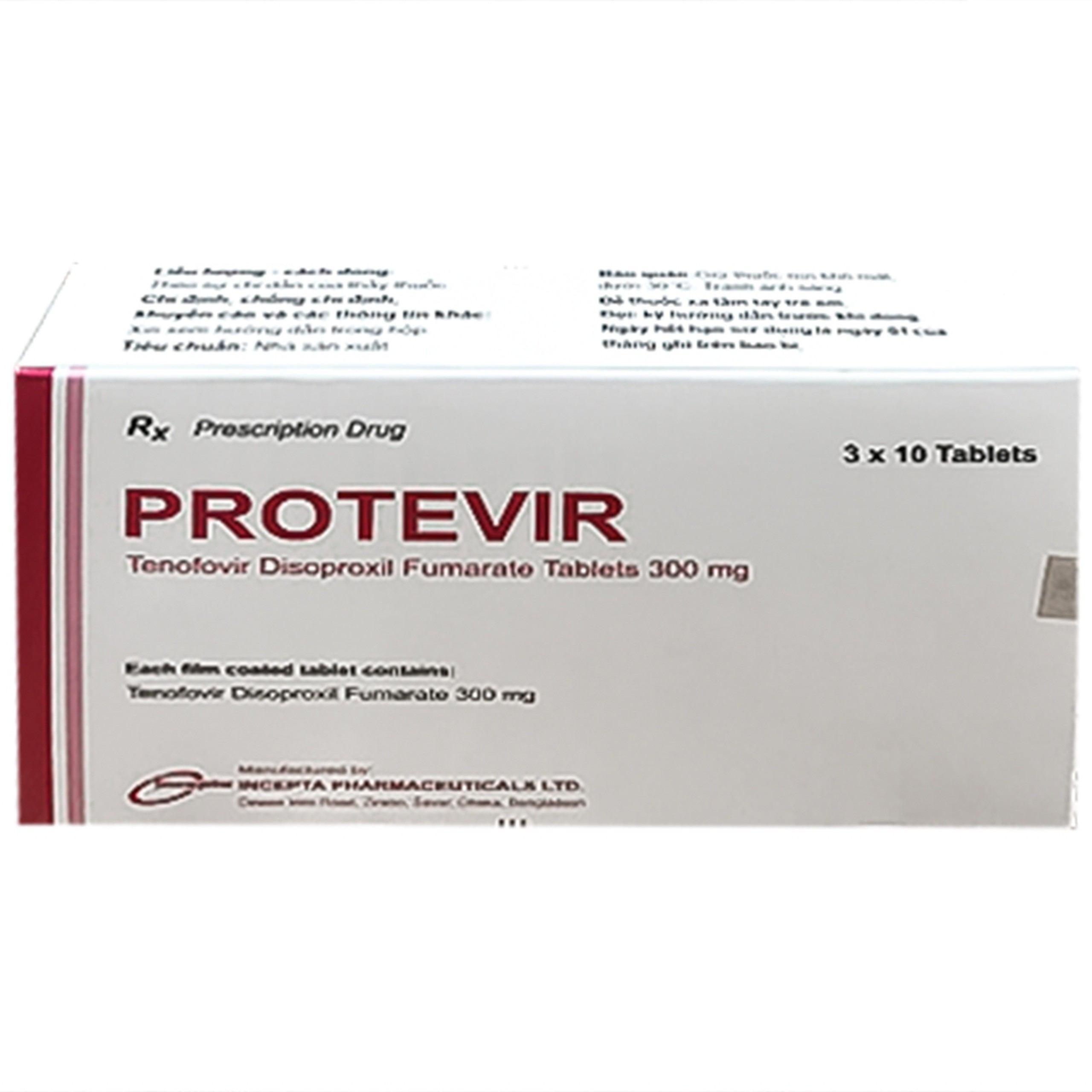 Thuốc Protevir Incepta điều trị viêm gan siêu vi B mạn tính (3 vỉ x 10 viên)