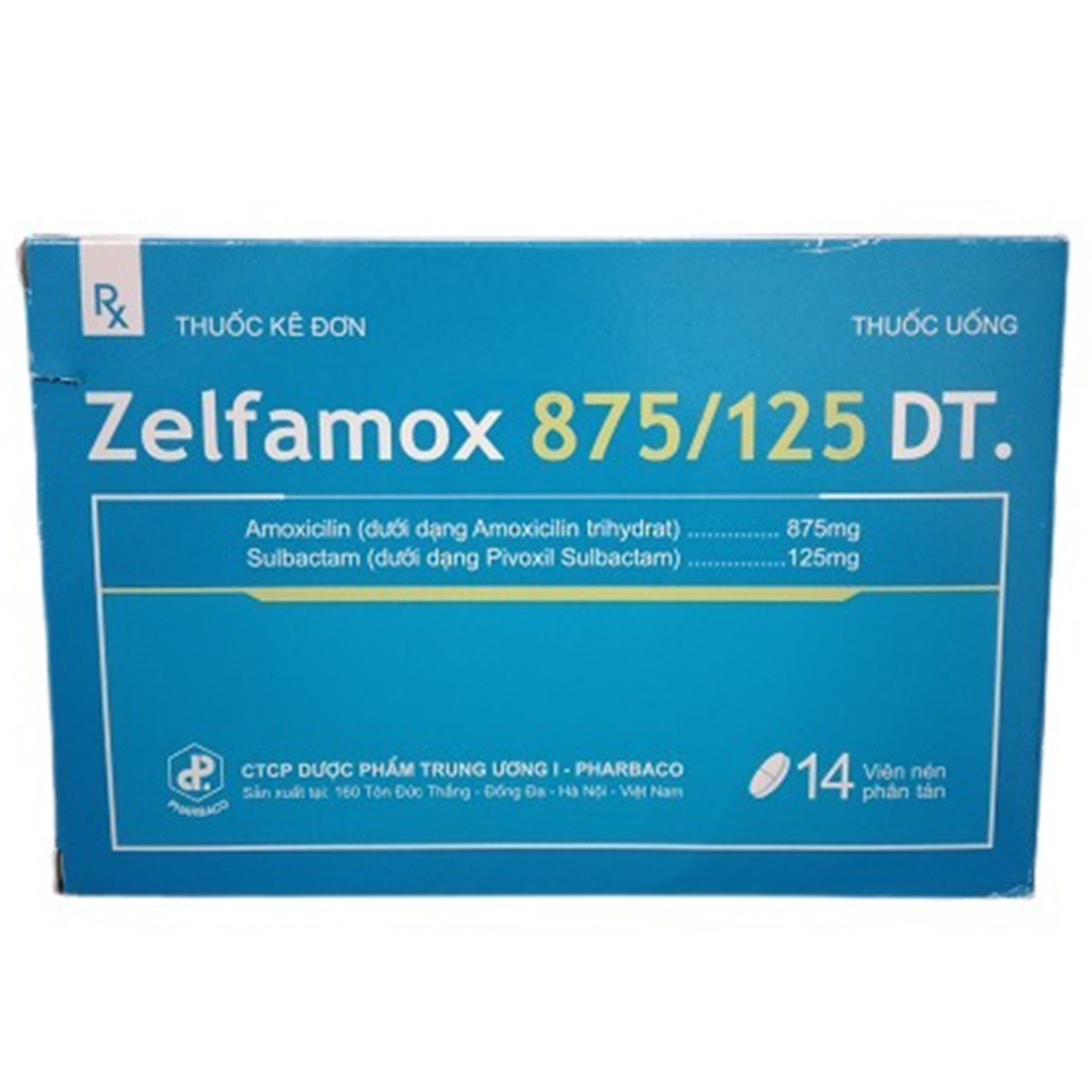 Thuốc Zelfamox 875/125 DT điều trị viêm tai giữa, viêm họng (14 viên)