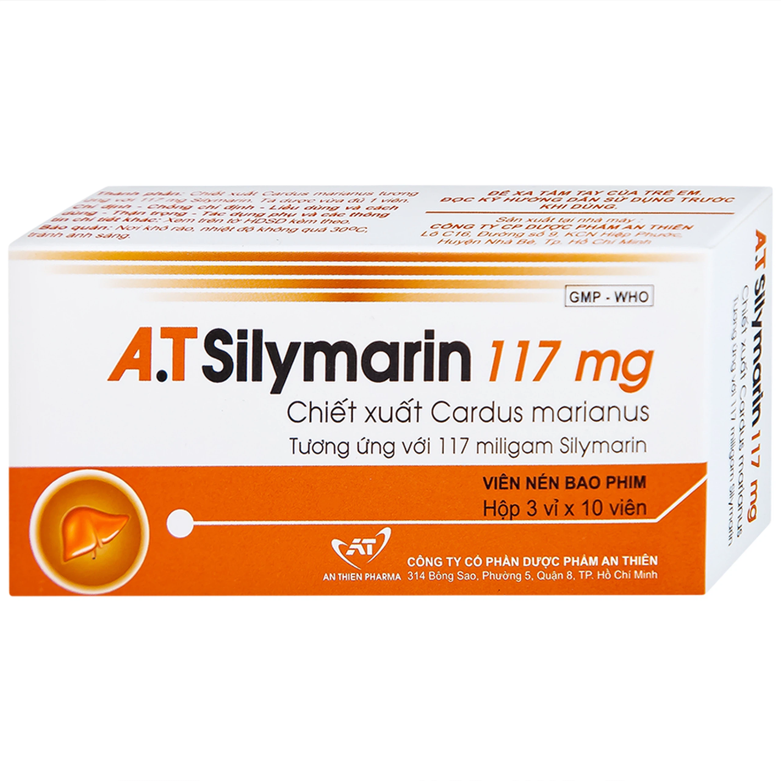 Thuốc A.T Silymarin 117mg An Thiên hỗ trợ điều trị bệnh viêm gan mạn tính, xơ gan (3 vỉ x 10 viên)