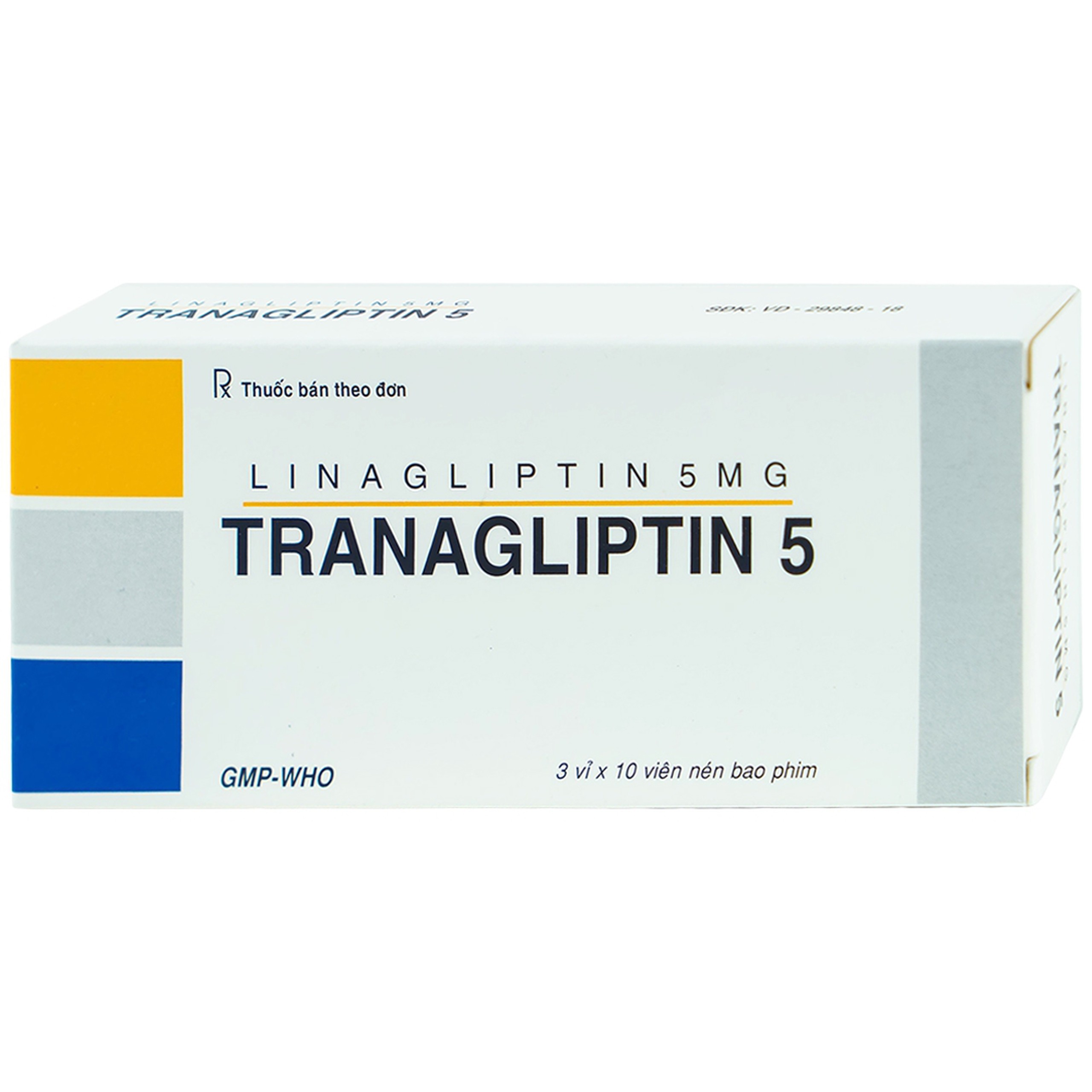 Thuốc Tranagliptin 5 Tipharco điều trị đái tháo đường tuýp 2 (3 vỉ x 10 viên) 
