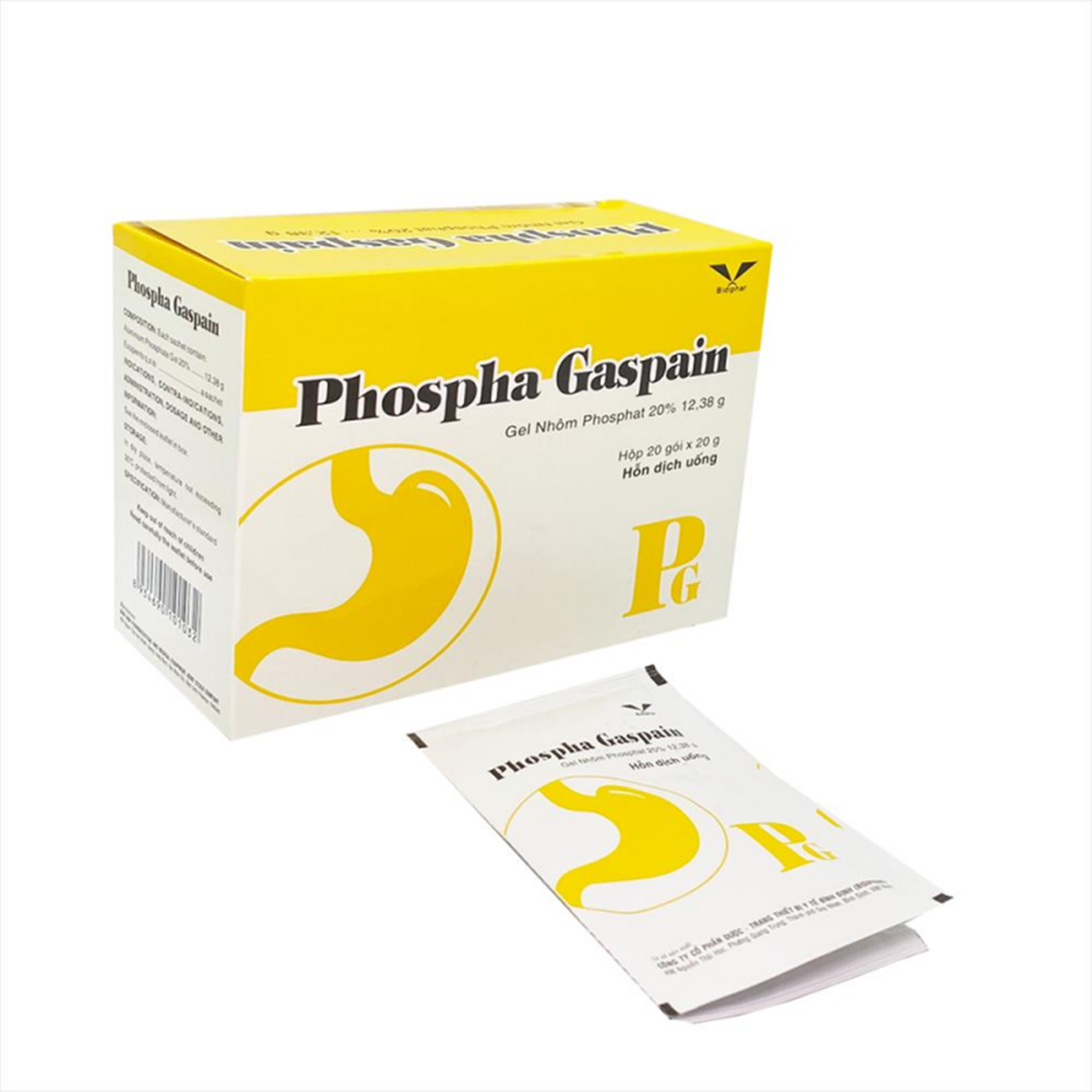 Hỗn dịch uống Phospha Gaspain Bidiphar điều trị những bệnh lý về tiêu hóa (20 gói x 20g)