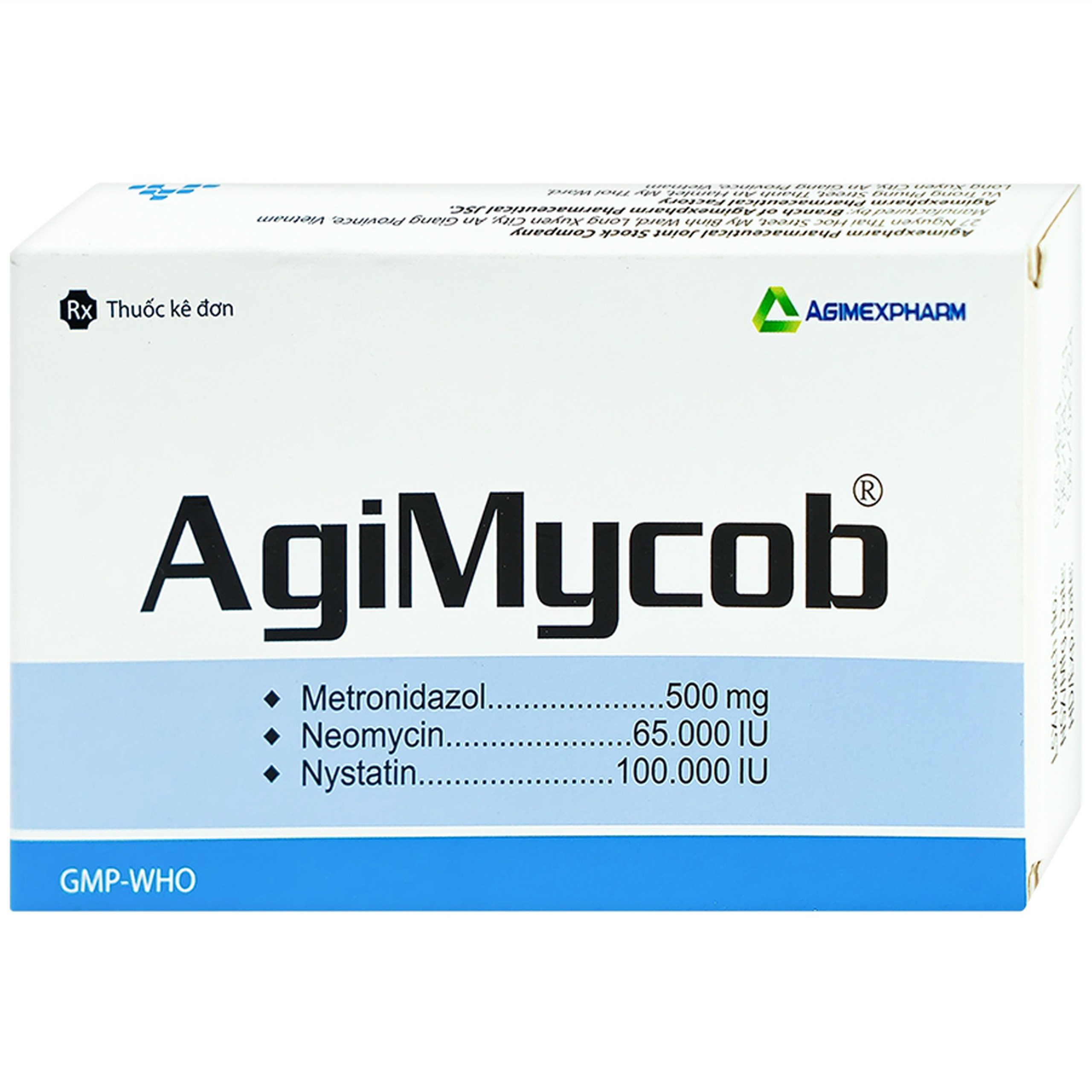 Viên đặt phụ khoa Agimycob Agimexpharm điều trị viêm âm đạo (1 vỉ x 10 viên)