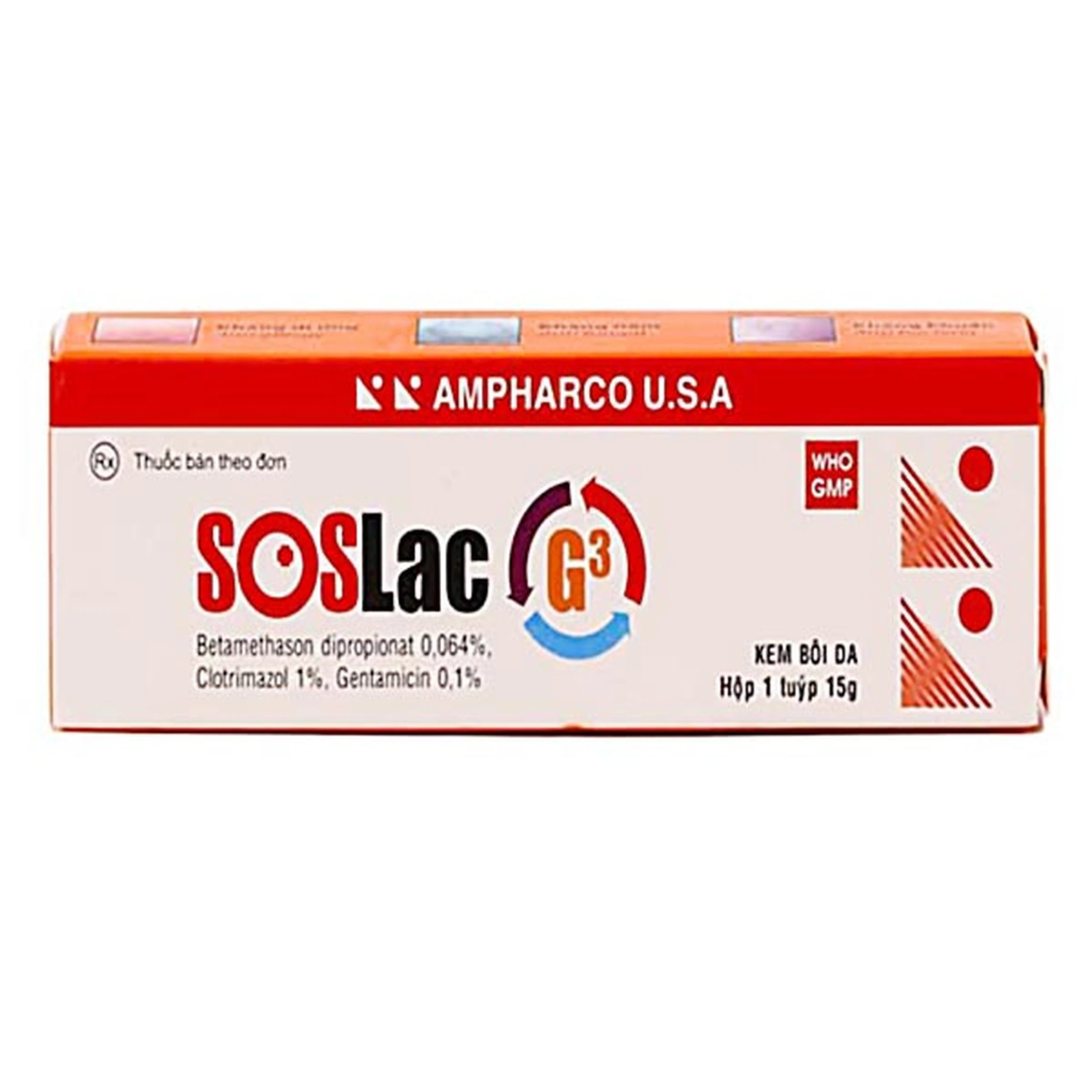 Kem bôi da Soslac G3 Ampharco điều trị viêm da dị ứng, lang ben (15g)