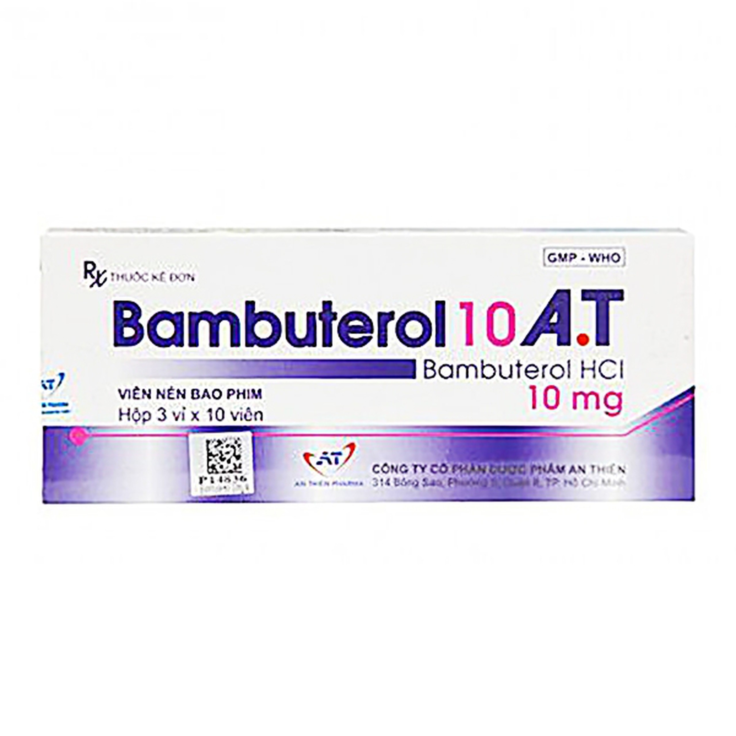 Thuốc Bambuterol 10 A.T An Thiên điều trị hen phế quản, viêm phế quản mạn tính (3 vỉ x 10 viên)