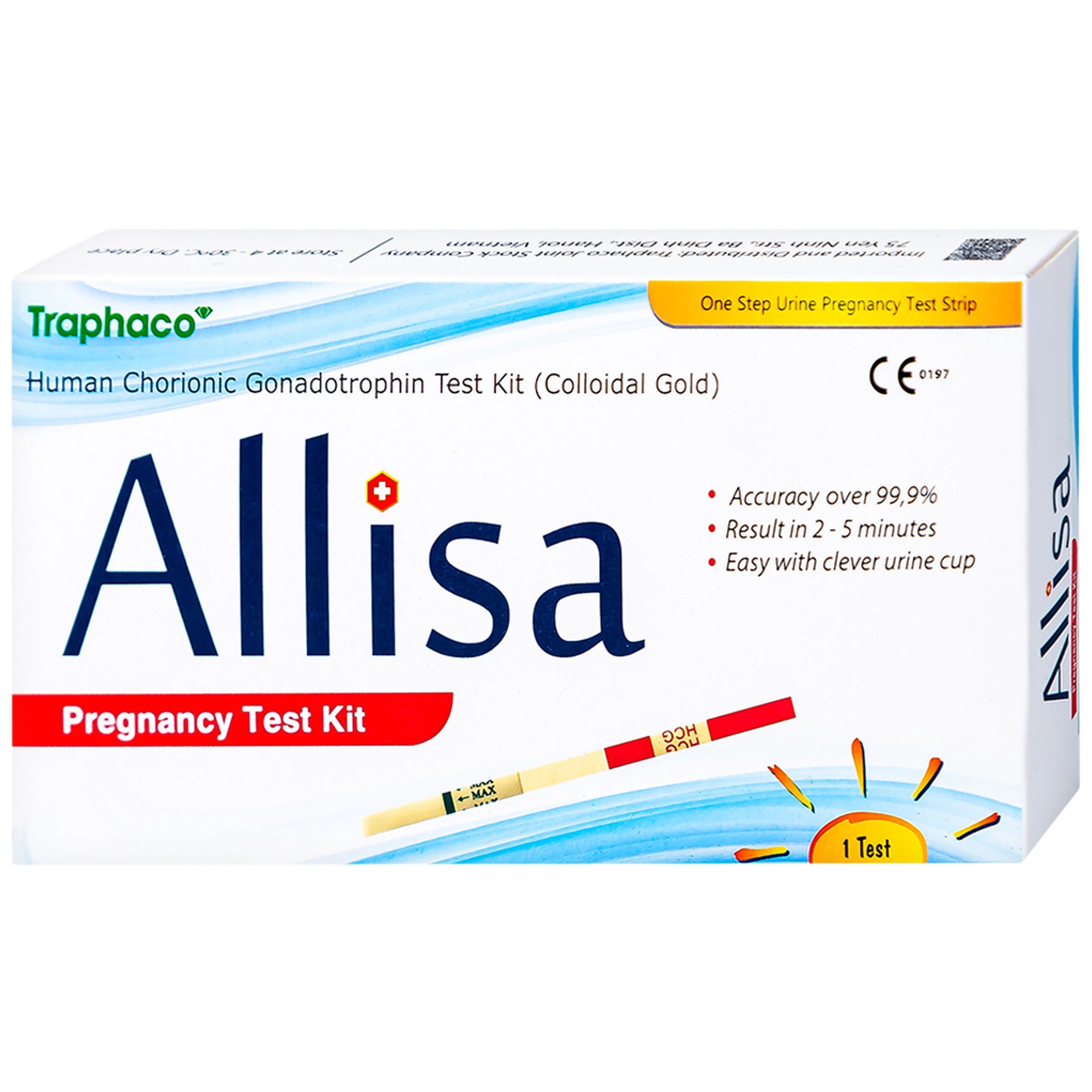Que thử thai nhanh HCG Allisa Pregnancy Test Kit Traphaco phát hiện 7 - 10 ngày sau khi thụ thai