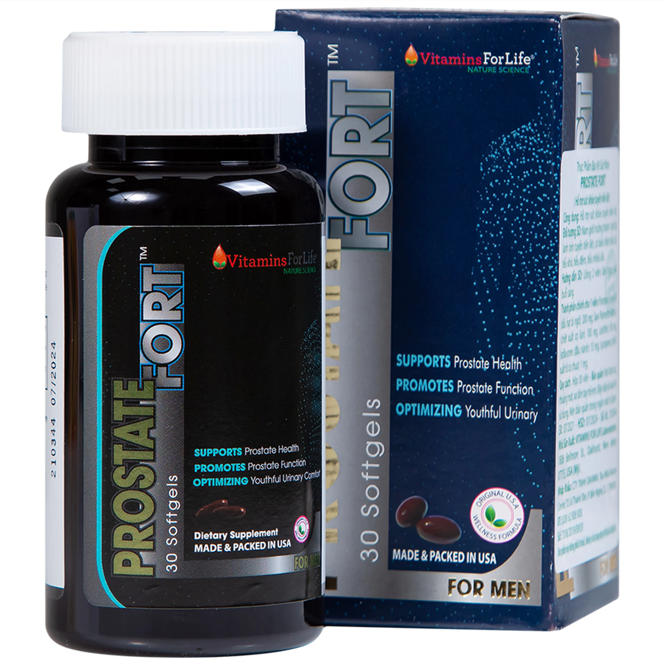 Viên uống Prostate Fort Vitamins For Life hỗ trợ sức khỏe tuyến tiền liệt nam giới (30 viên)