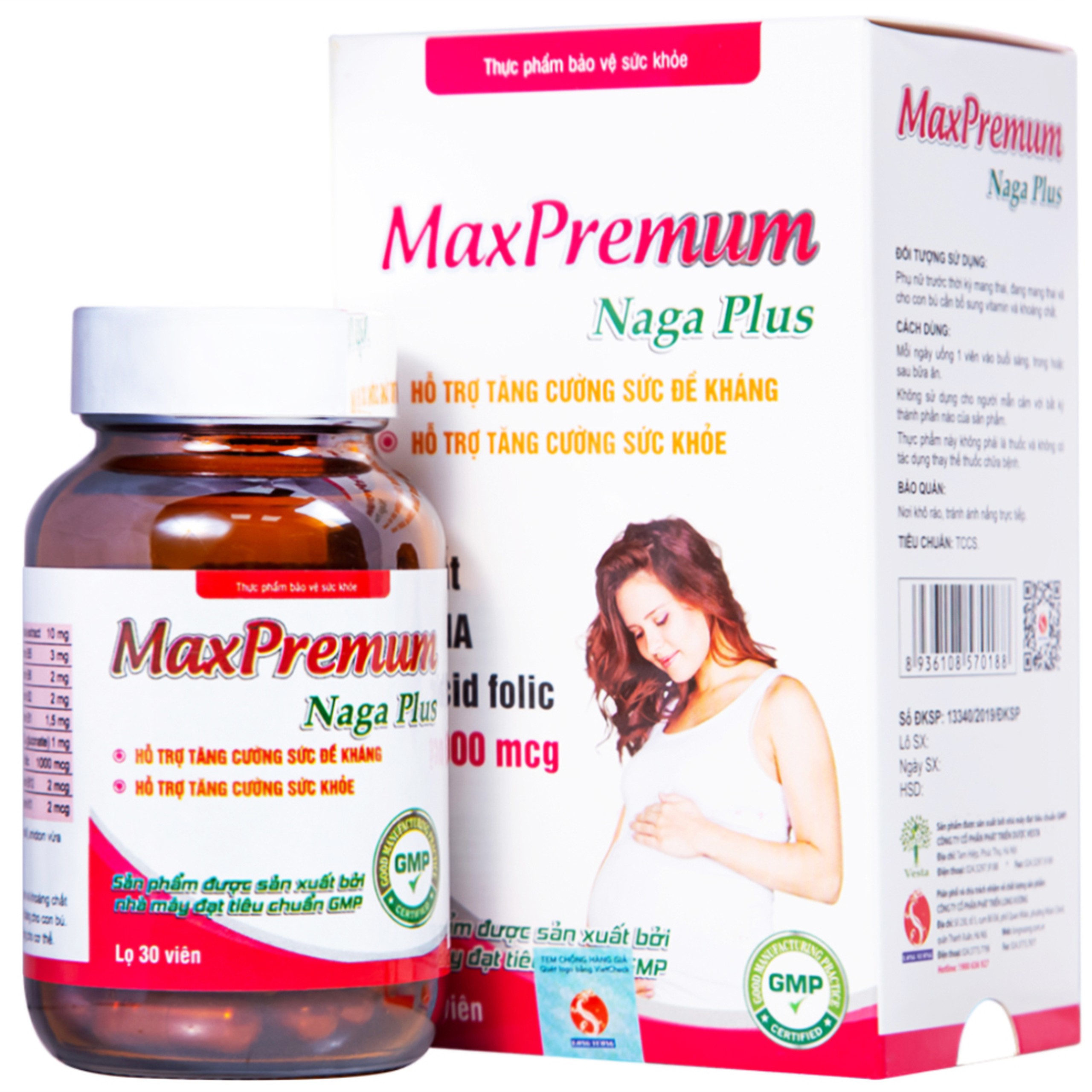 Viên uống MaxPremum Naga Plus Vesta hỗ trợ tăng sức khỏe, đề kháng cho thai phụ (30 viên)
