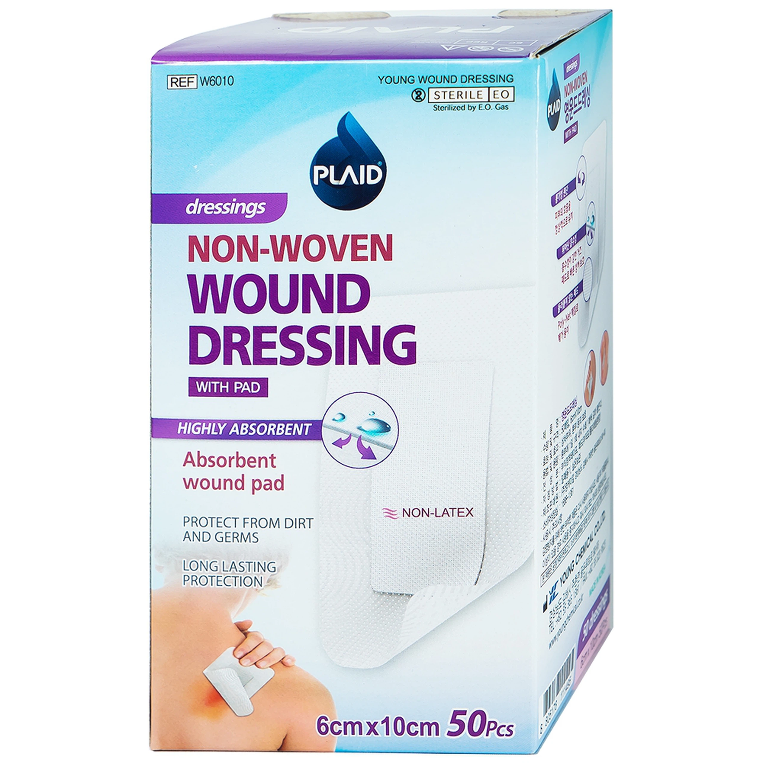 Băng gạc vô trùng Young Wound Dressing hỗ trợ bảo vệ vết thương (6cm x 10cm - 50 miếng)