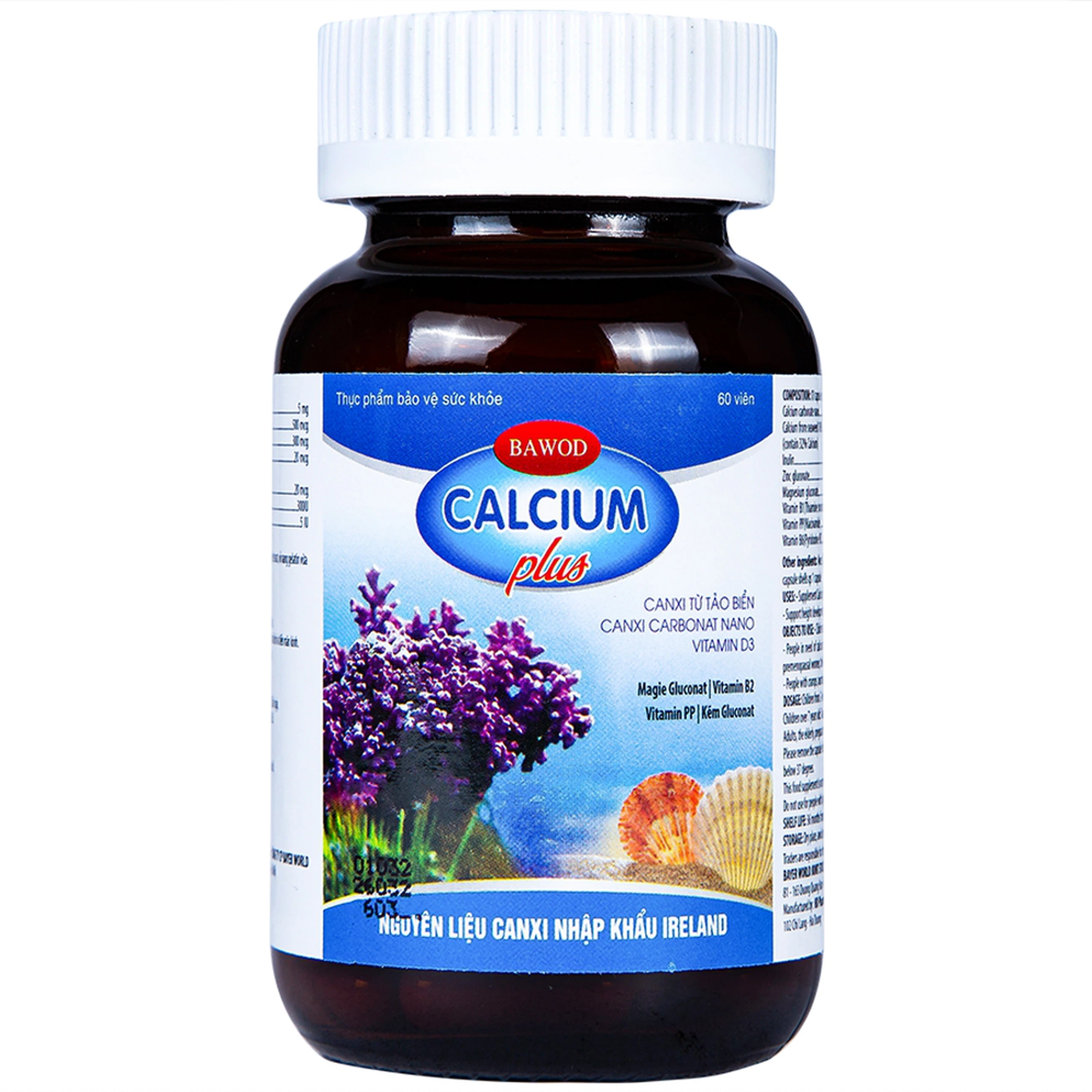 Viên uống Bawod Calcium Plus bổ sung canxi, vitamin D3 giúp răng, xương chắc khỏe (60 viên)