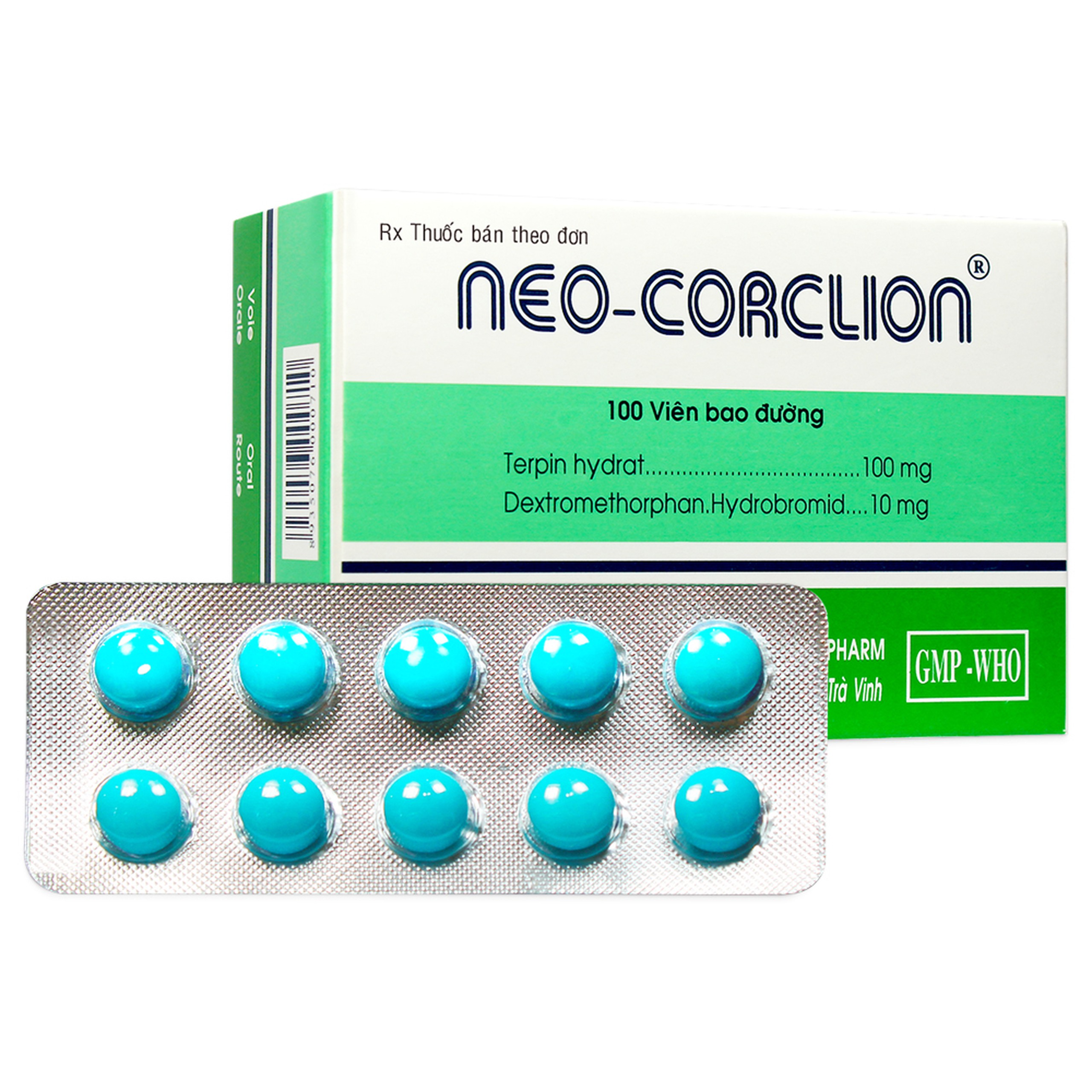 Viên nén Neo-Corclion TV.Pharm điều trị ho, long đờm, ho mãn tính (10 vỉ x 10 viên)