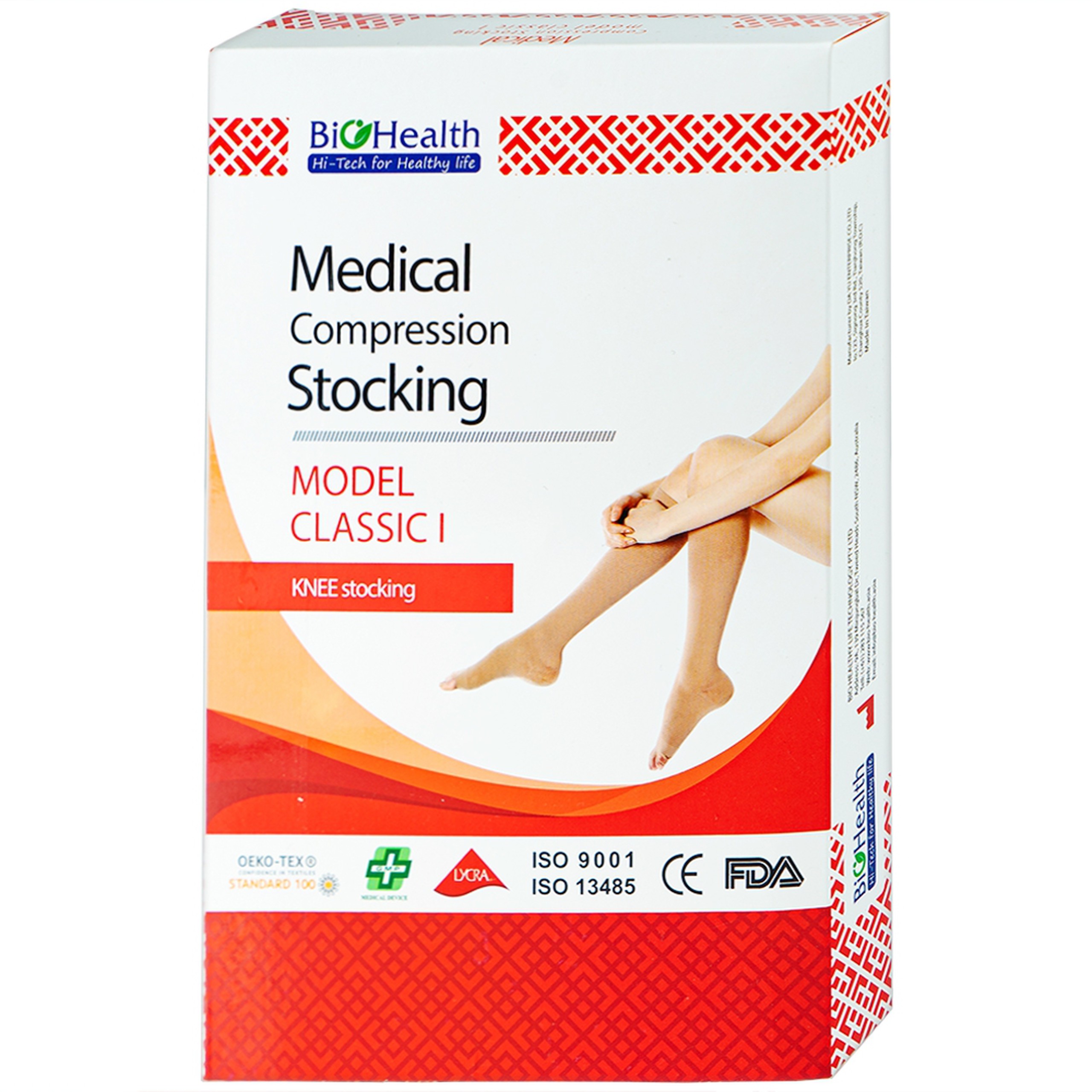 Vớ gối y khoa Medical Compression Stocking Model Classic I Biohealth màu da size M điều trị giãn tĩnh mạch chân