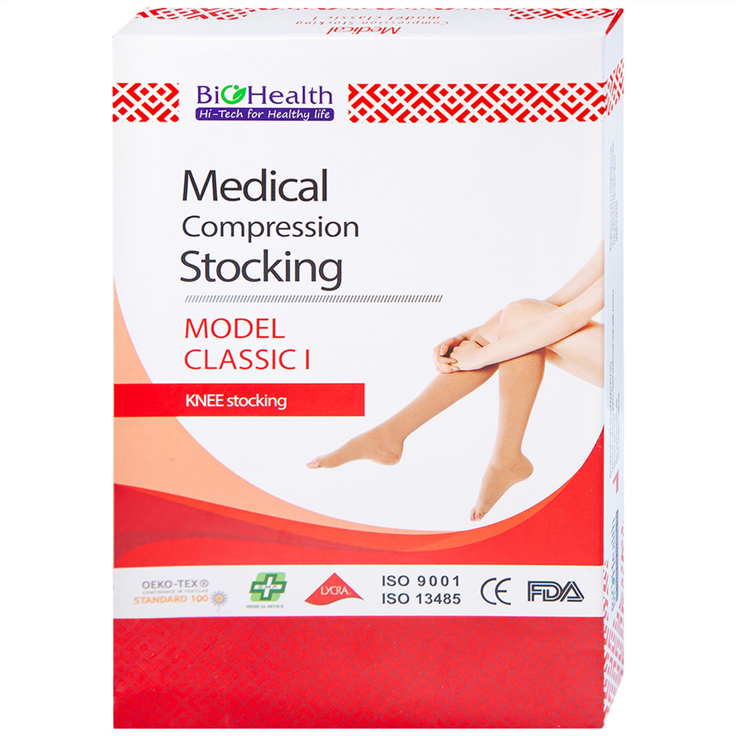 Vớ gối y khoa Medical Compression Stocking Model Classic I Biohealth size L màu da điều trị giãn tĩnh mạch chân