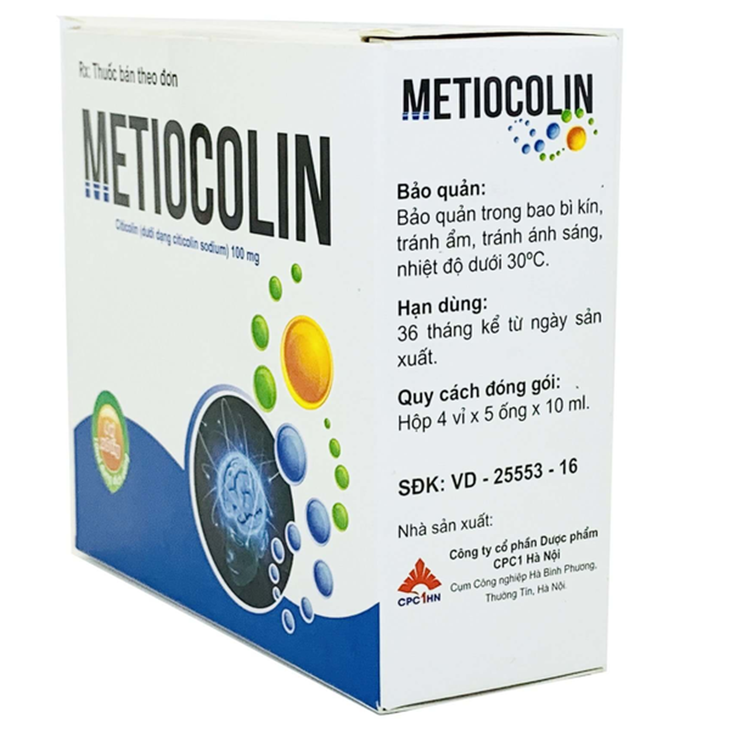 Dung dịch uống Metiocolin 100mg CPC1 Hà Nội điều trị cho trẻ có trí tuệ kém chậm phát triển (4 vỉ x 5 ống x 10ml)