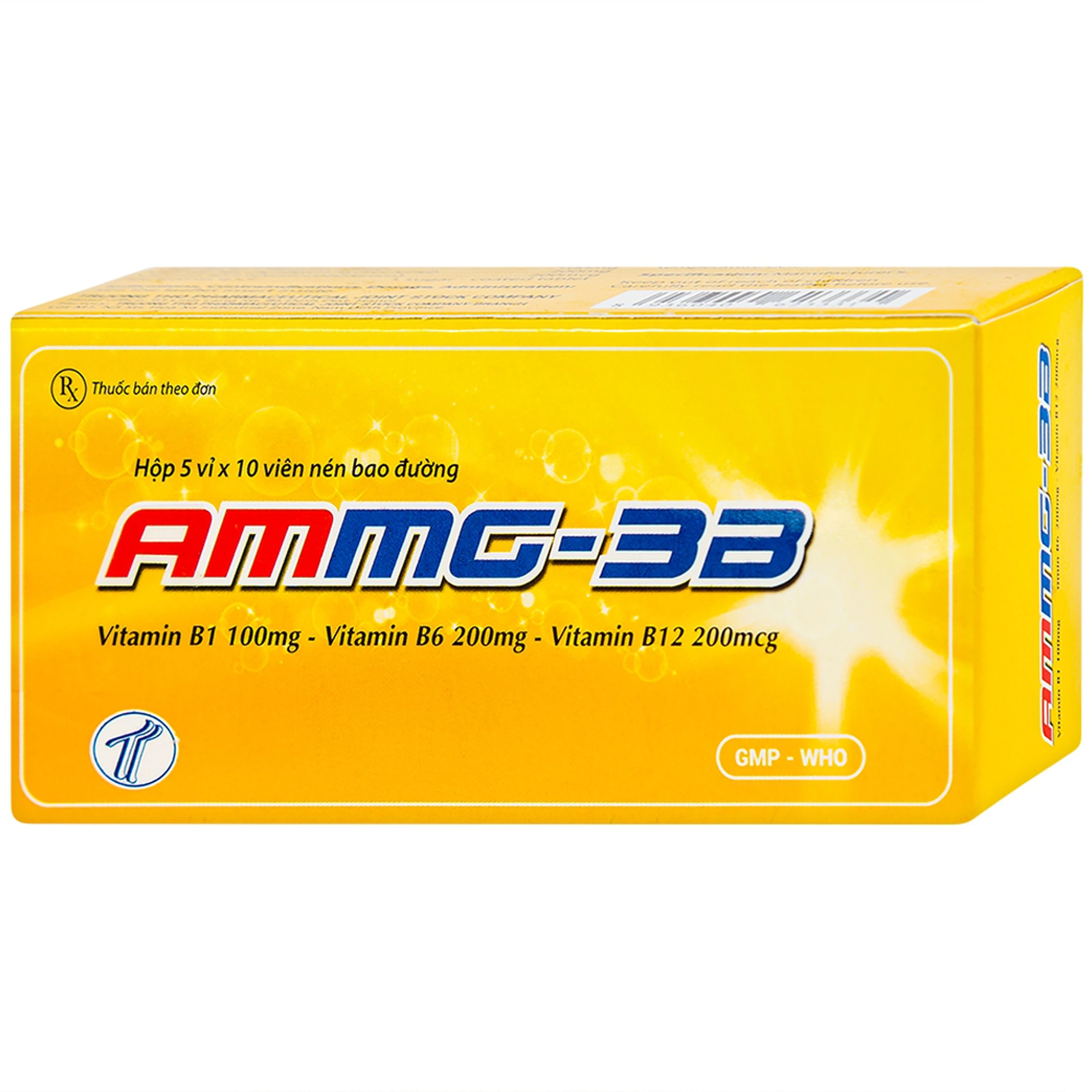 Thuốc Ammg-3B Trường Thọ điều trị bệnh lý thần kinh do thiếu vitamin B1, B6, B12 (5 vỉ x 10 viên)