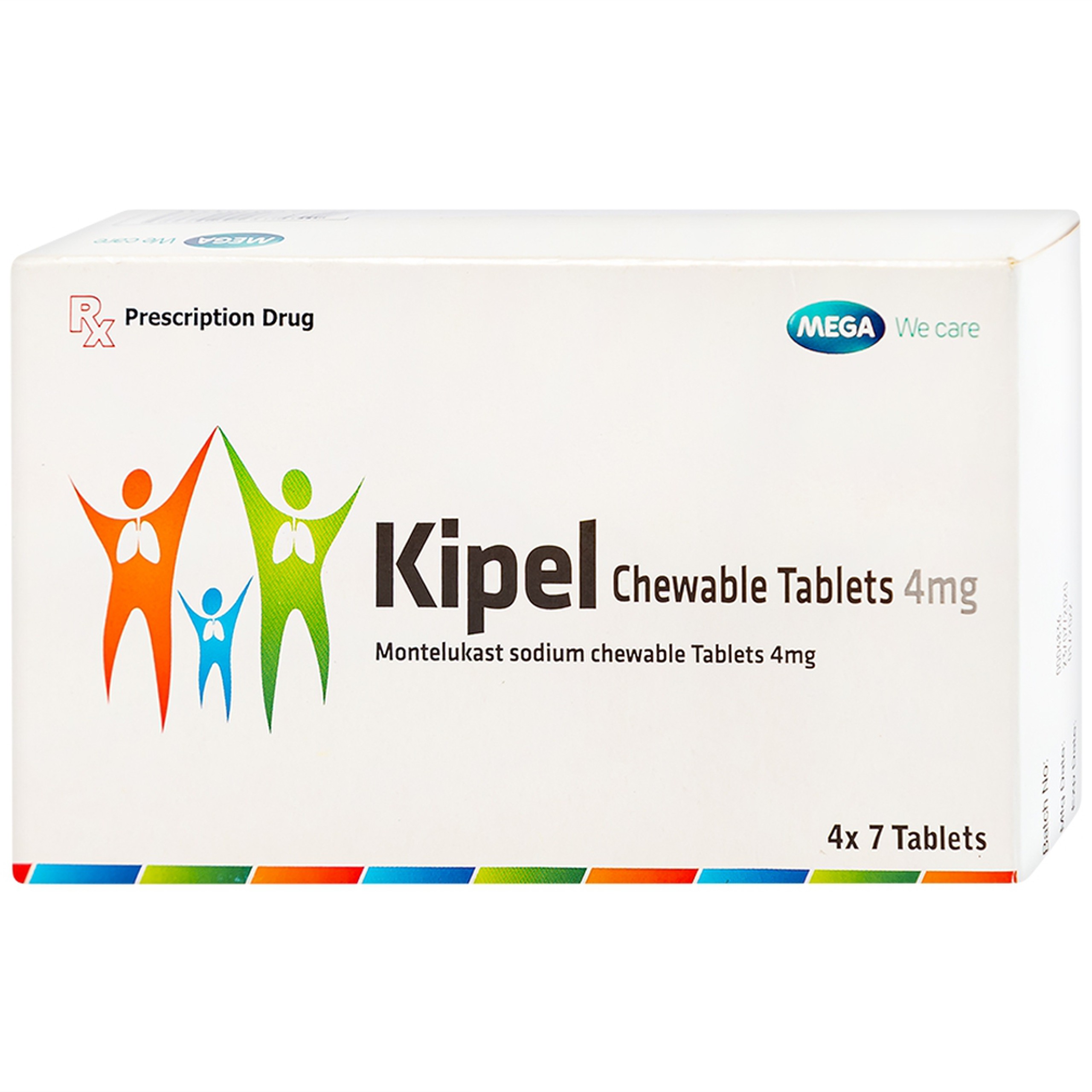 Viên nhai Kipel Chewable Tablet 4mg MEGA We care điều trị hen suyễn, co thắt phế quản, viêm mũi dị ứng (4 vỉ x 7 viên)