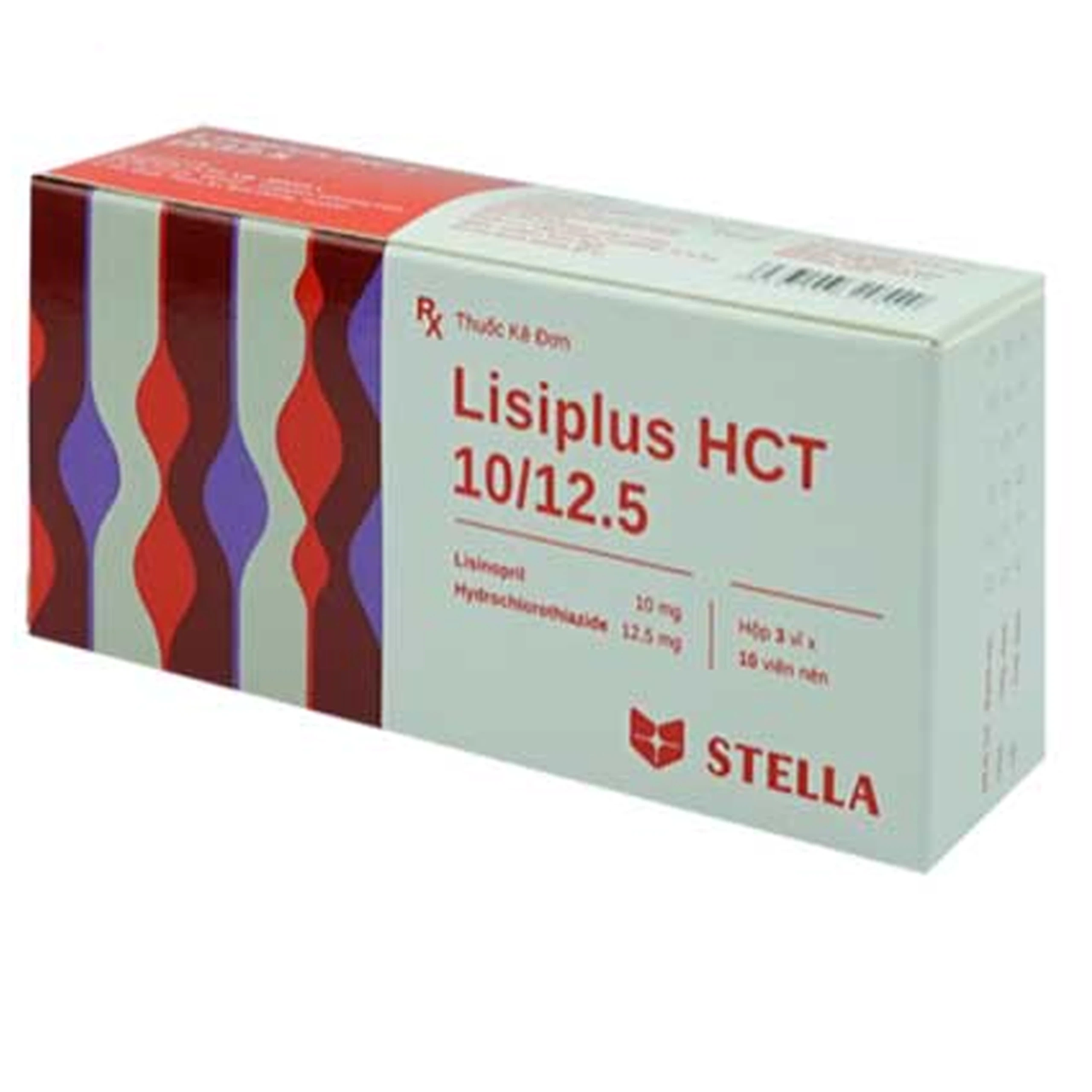Viên nén Lisiplus HCT 10/12.5 Stella điều trị tăng huyết áp nguyên phát (3 vỉ x 10 viên)