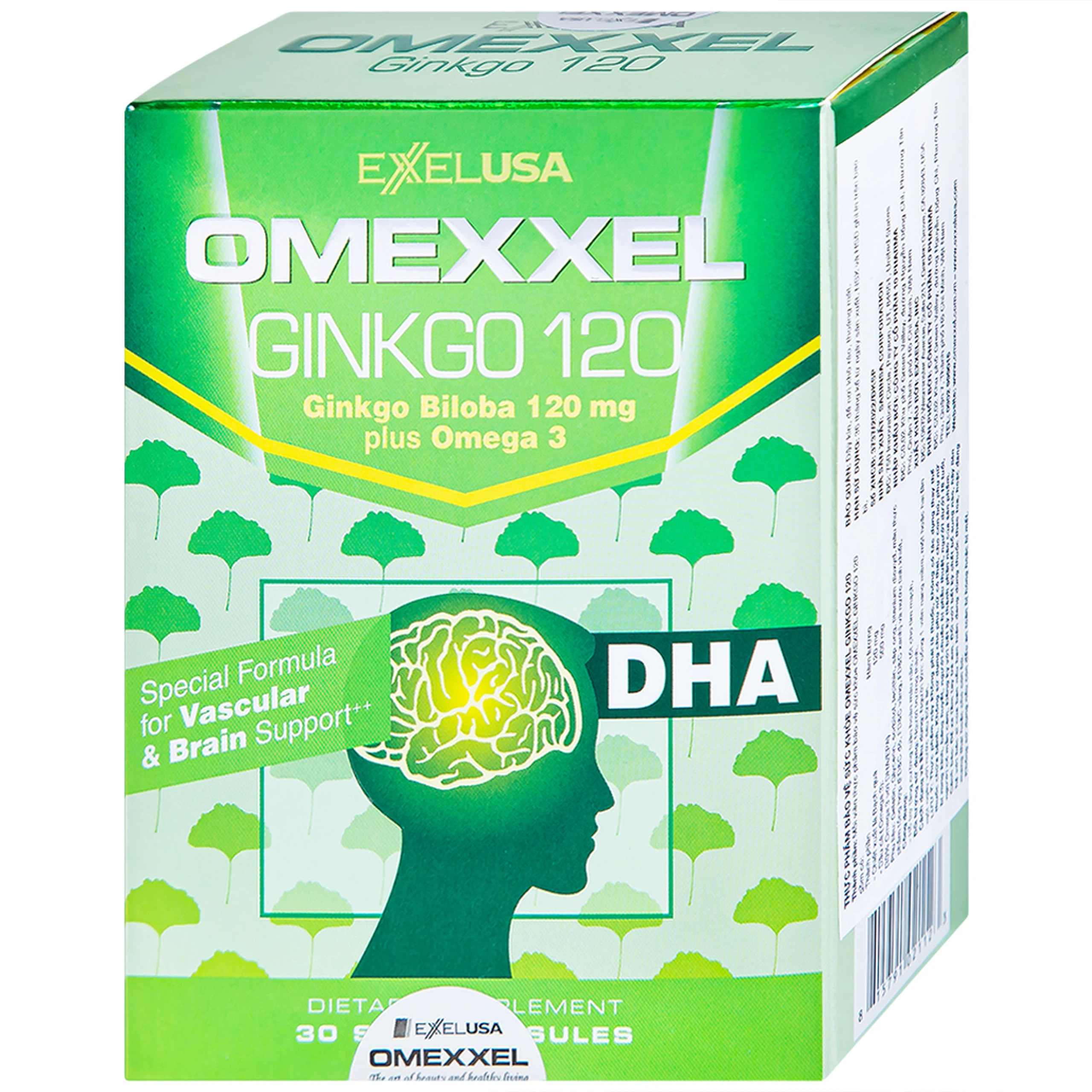 Viên uống Omexxel Ginkgo 120 Excelife hỗ trợ tăng cường tuần hoàn máu não, tốt cho tim mạch (2 vỉ x 15 viên)