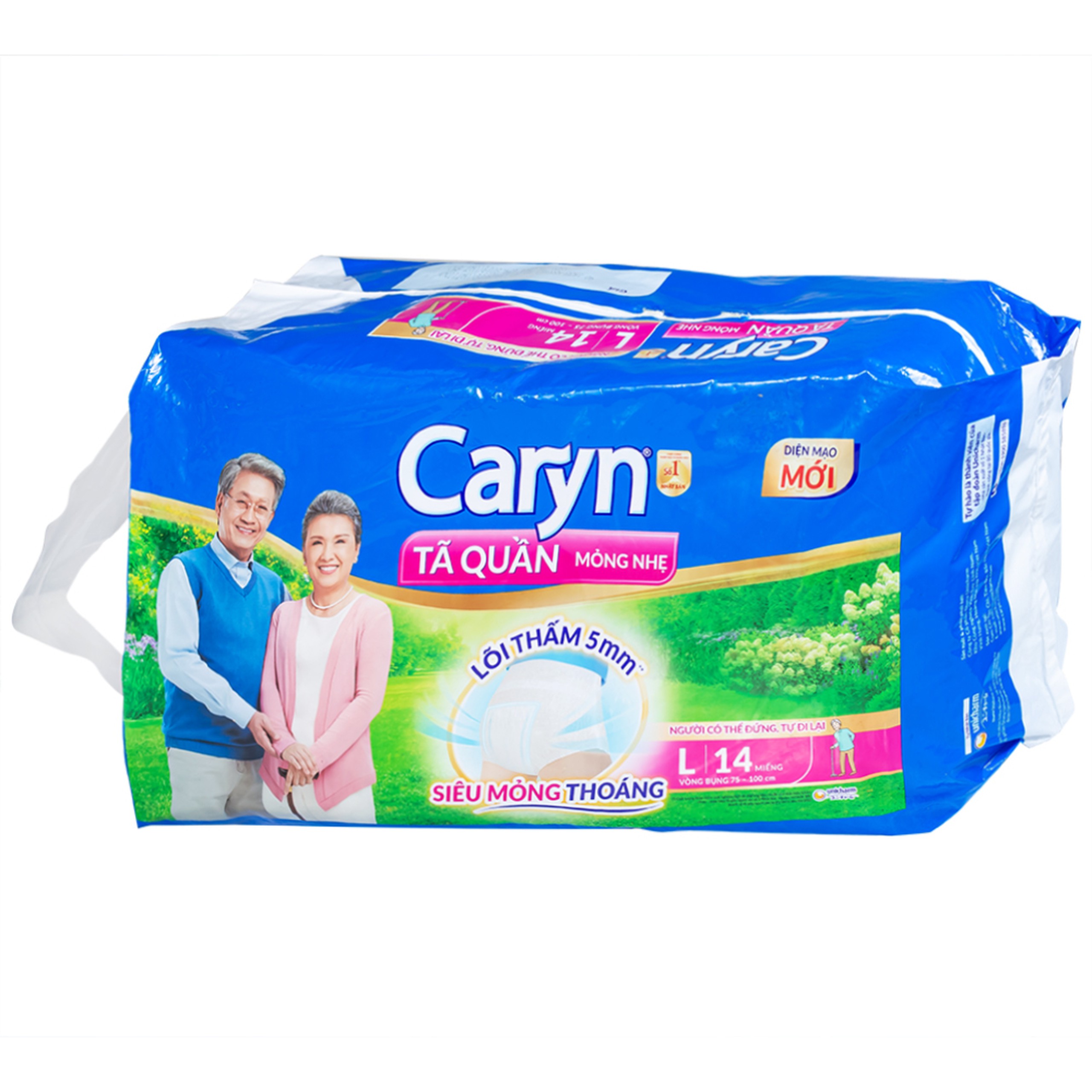 Tã quần người lớn Caryn mỏng nhẹ size L14 vòng bụng 75 x 100cm (14 miếng)