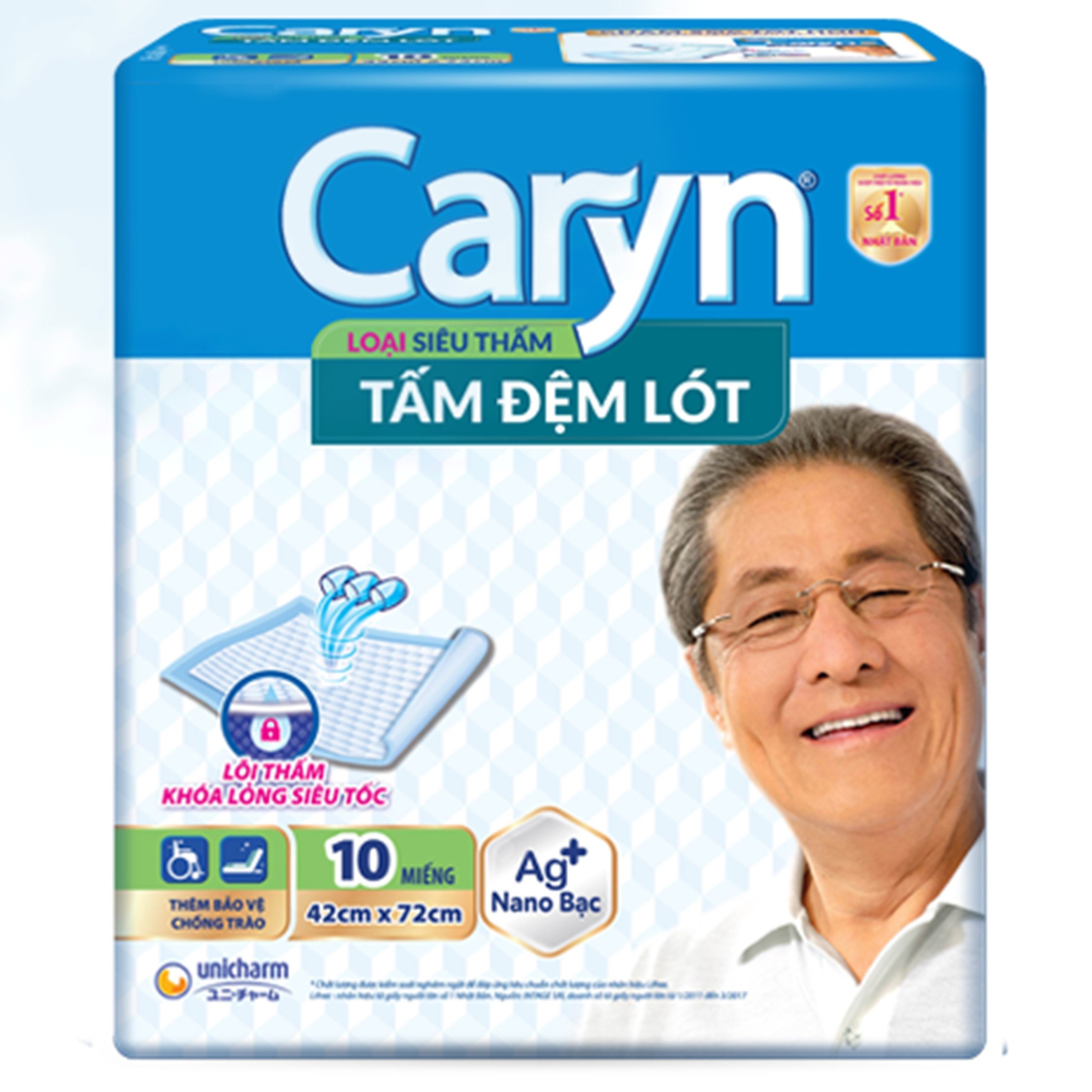 Tấm đệm lót người lớn Caryn siêu thấm size L10 - 42 x 72cm (10 miếng)