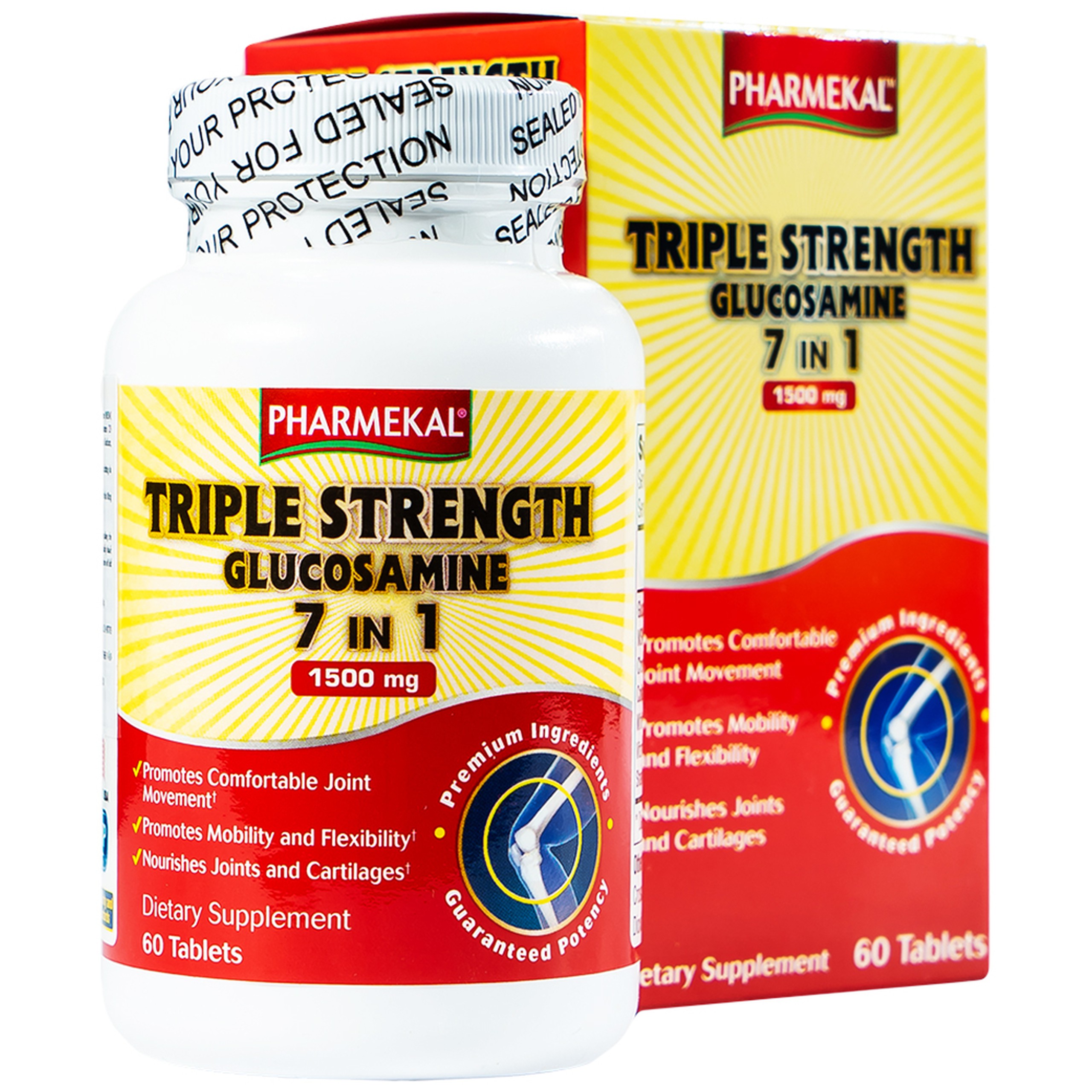 Viên uống Triple Strength Glucosamine 7 in 1 1500mg Pharmekal bổ sung dịch nhờn cho khớp (60 viên)