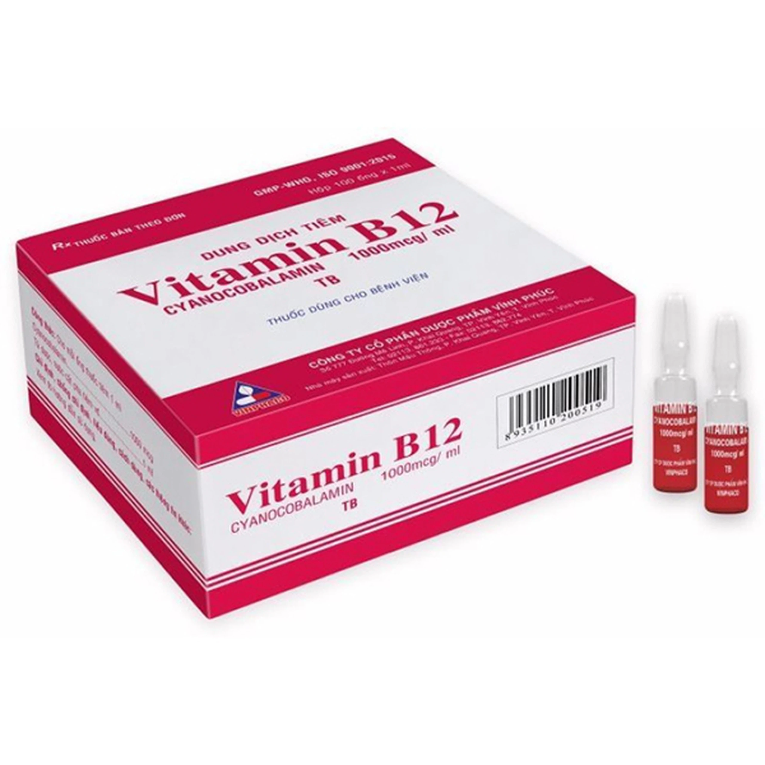 Dung dịch Vitamin B12 Vinphaco điều trị thiếu máu ác tính (100 ống x 1ml)