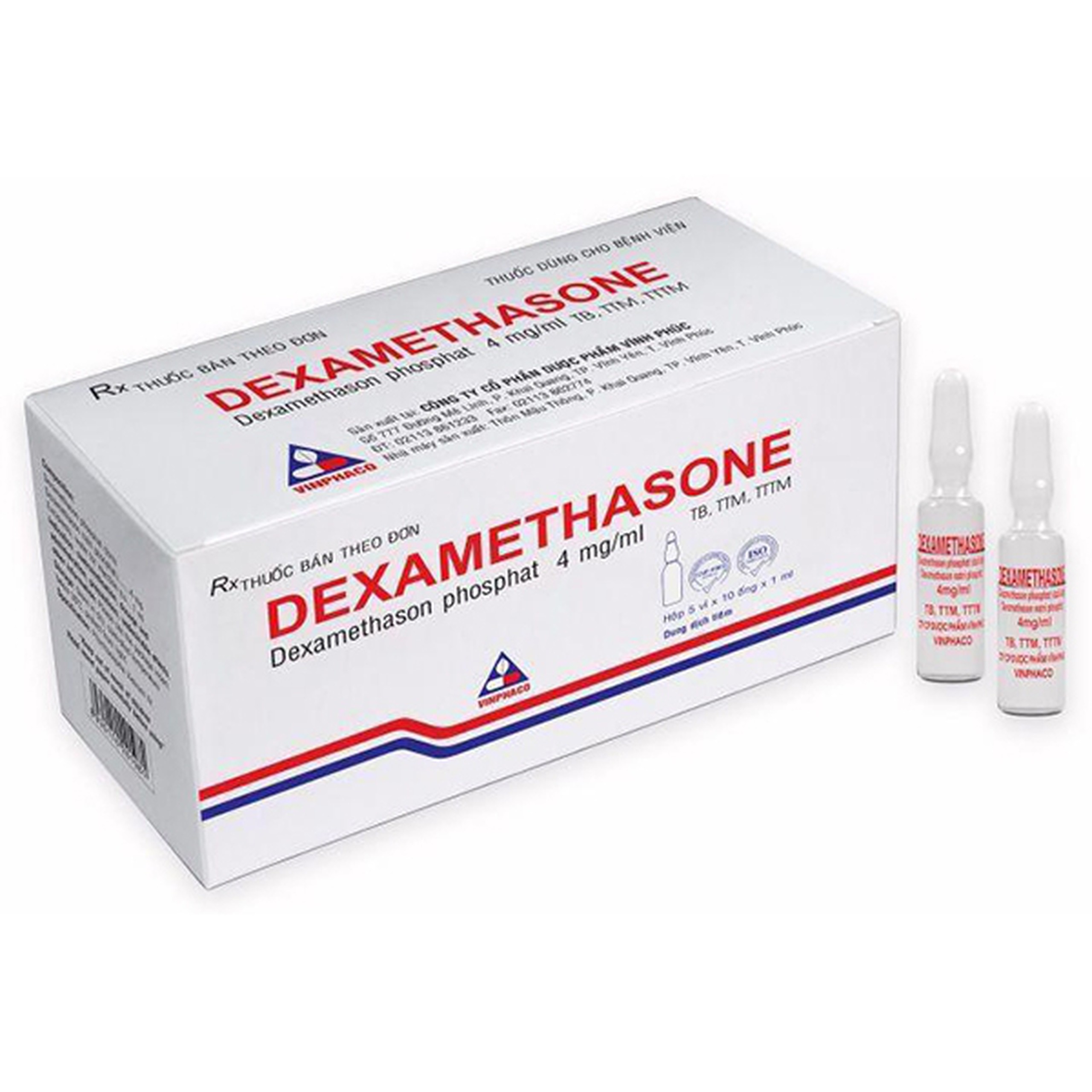 Dung dịch tiêm Dexamethasone 4mg/1ml Vinphaco điều trị trạng thái hen, bệnh dị ứng nặng (10 ống x 1ml)